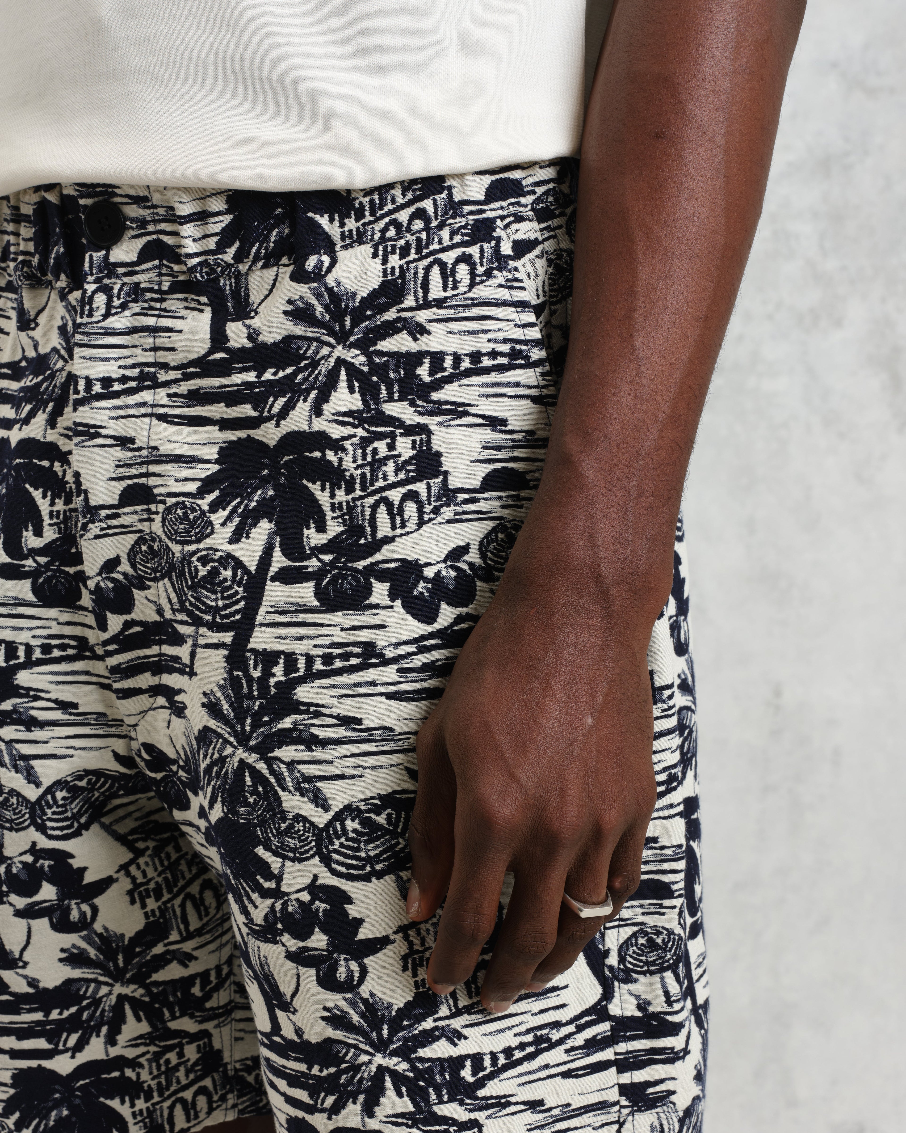 Kurt - Navy And Ecru Beach Jacquard Shorts