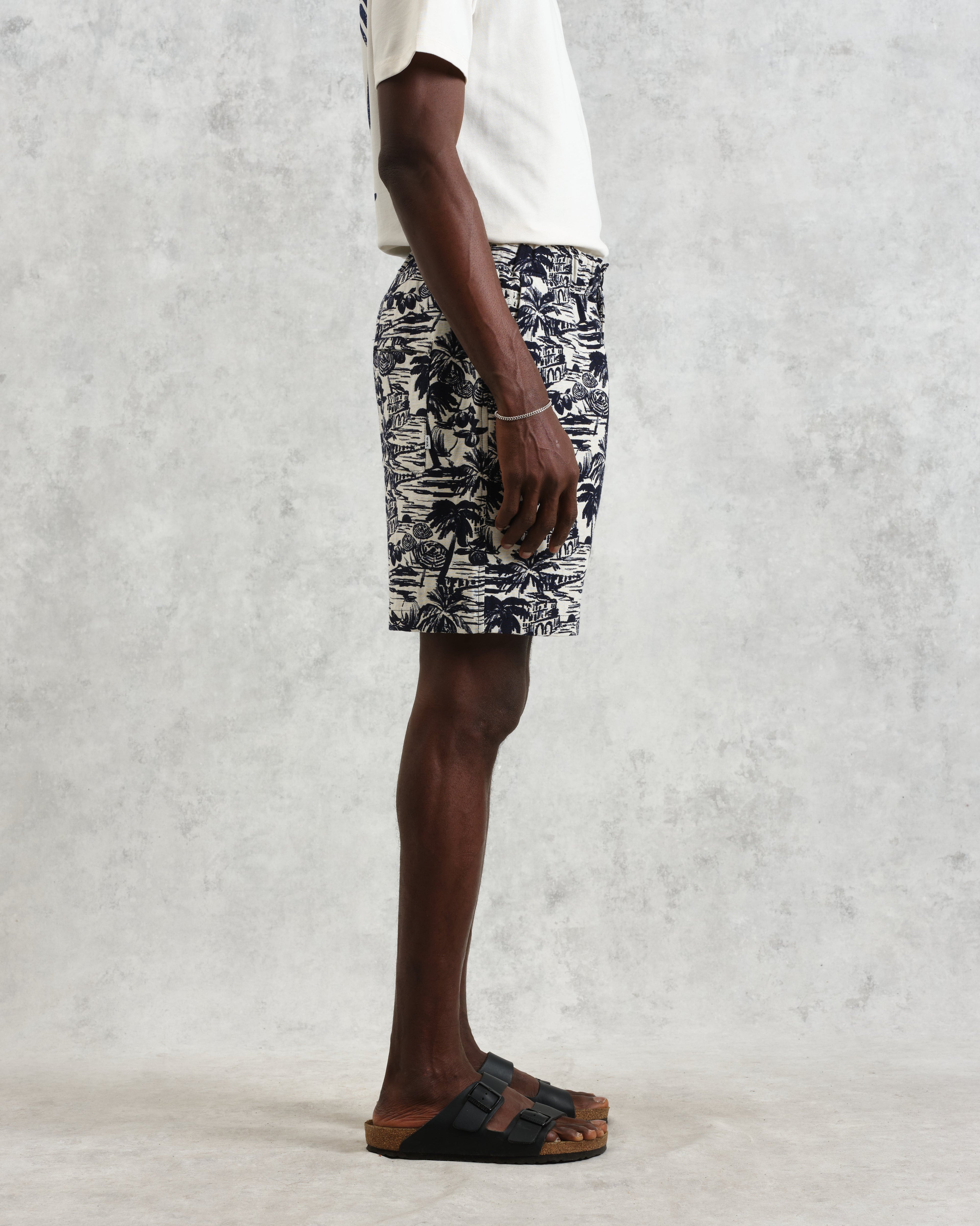 Kurt - Navy And Ecru Beach Jacquard Shorts