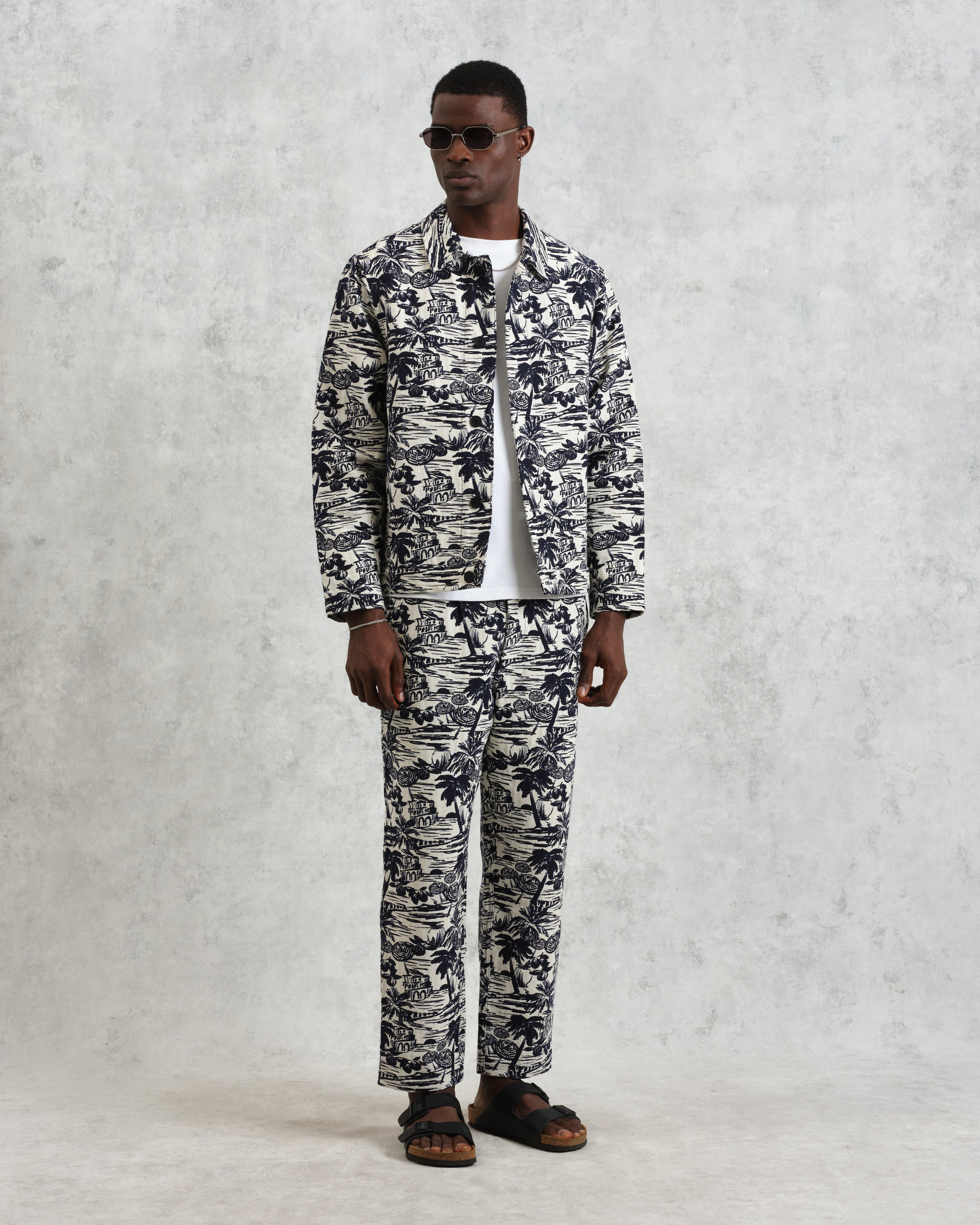 Kurt - Navy And Ecru Beach Jacquard Trousers