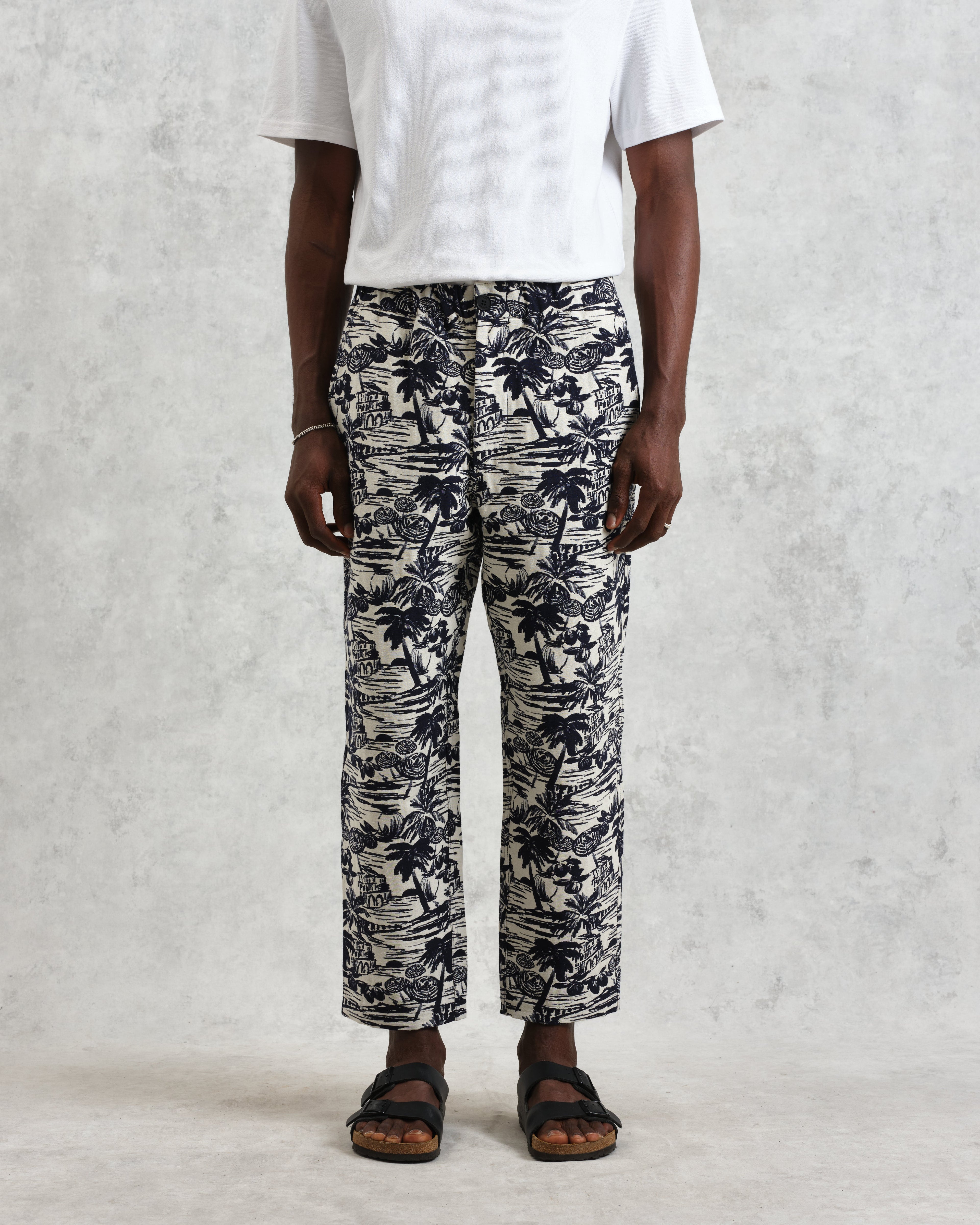 Kurt - Navy And Ecru Beach Jacquard Trousers