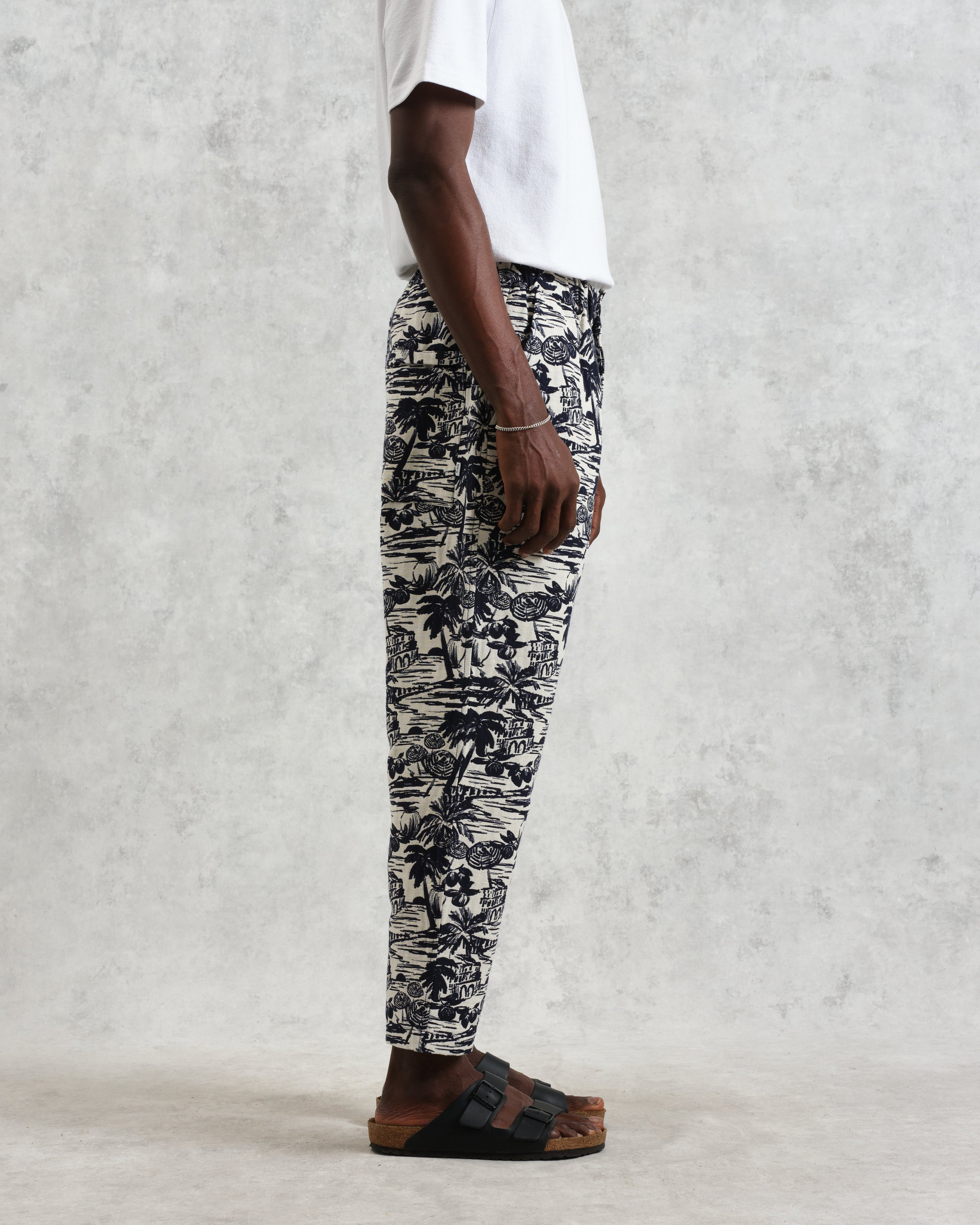 Kurt - Navy And Ecru Beach Jacquard Trousers
