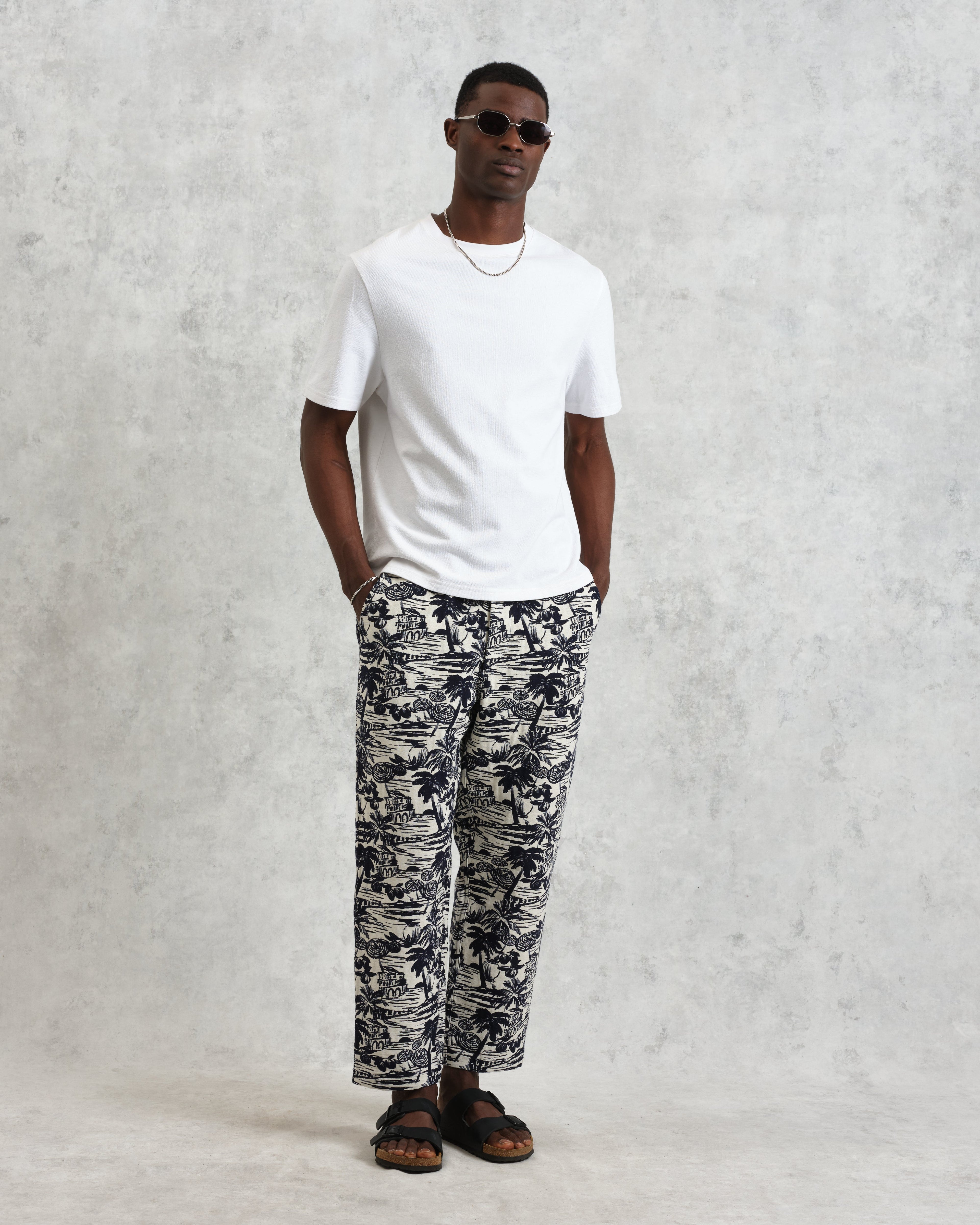 Kurt - Navy And Ecru Beach Jacquard Trousers