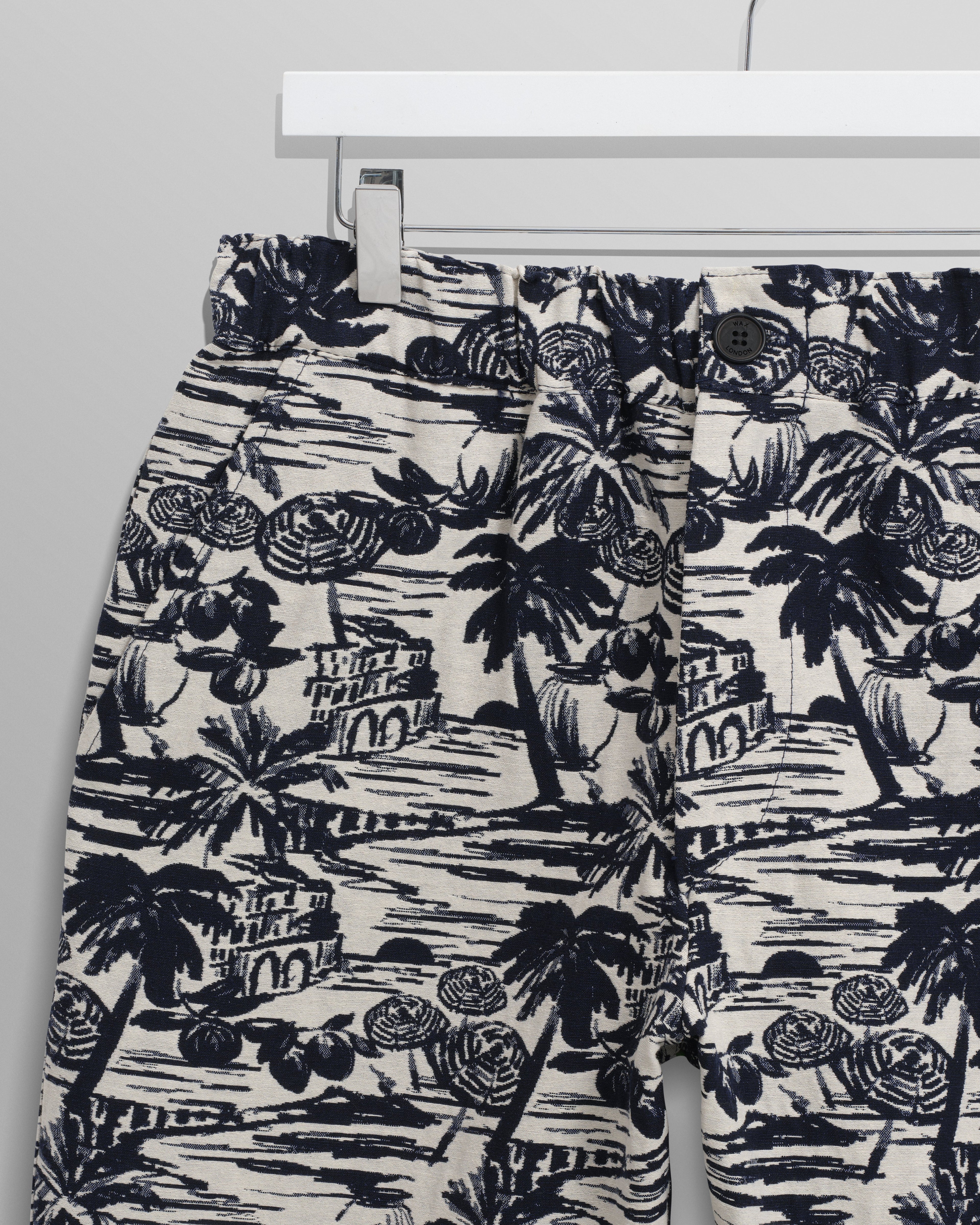 Kurt - Navy And Ecru Beach Jacquard Trousers