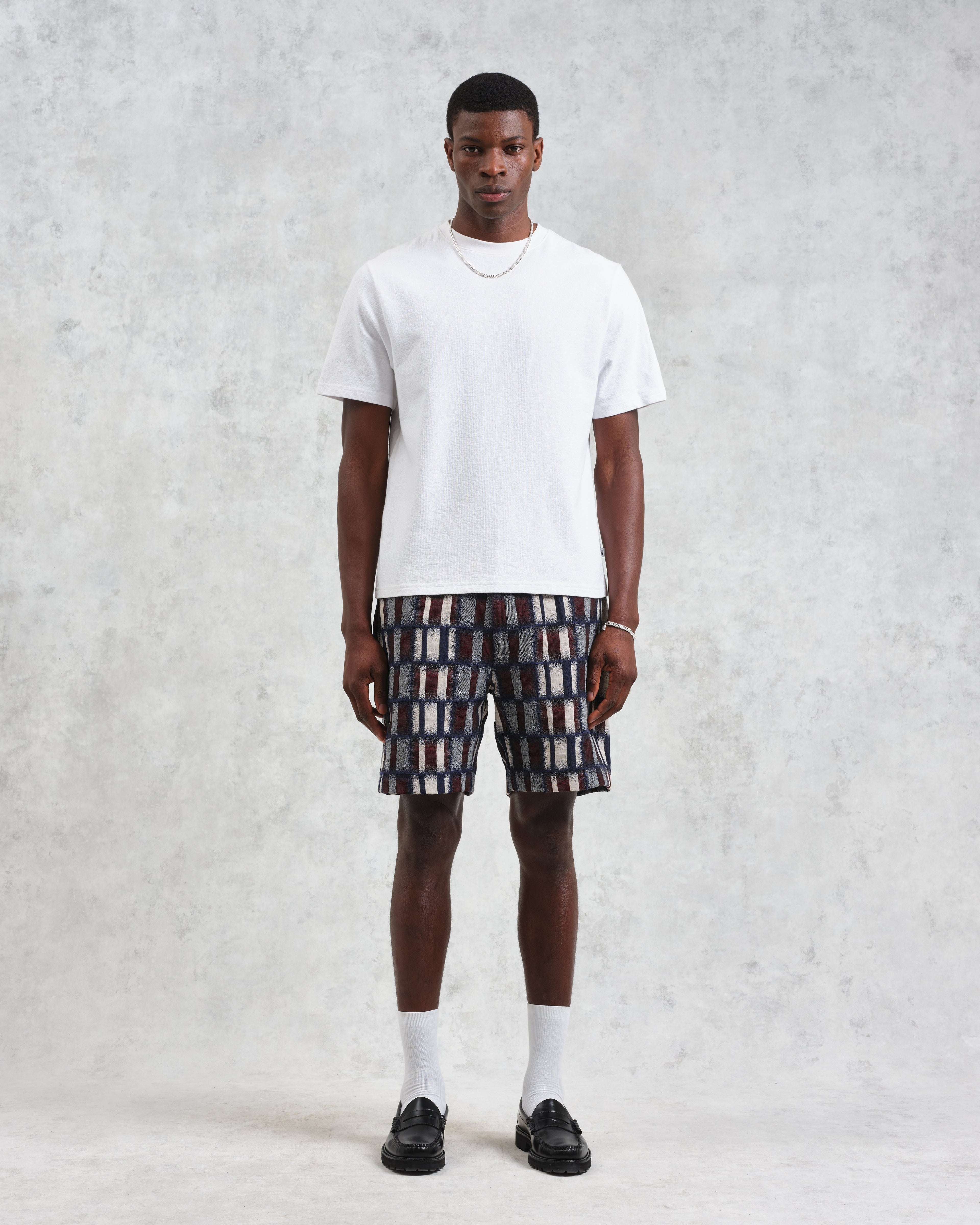 Kurt - Navy And Red Ombre Grid Shorts
