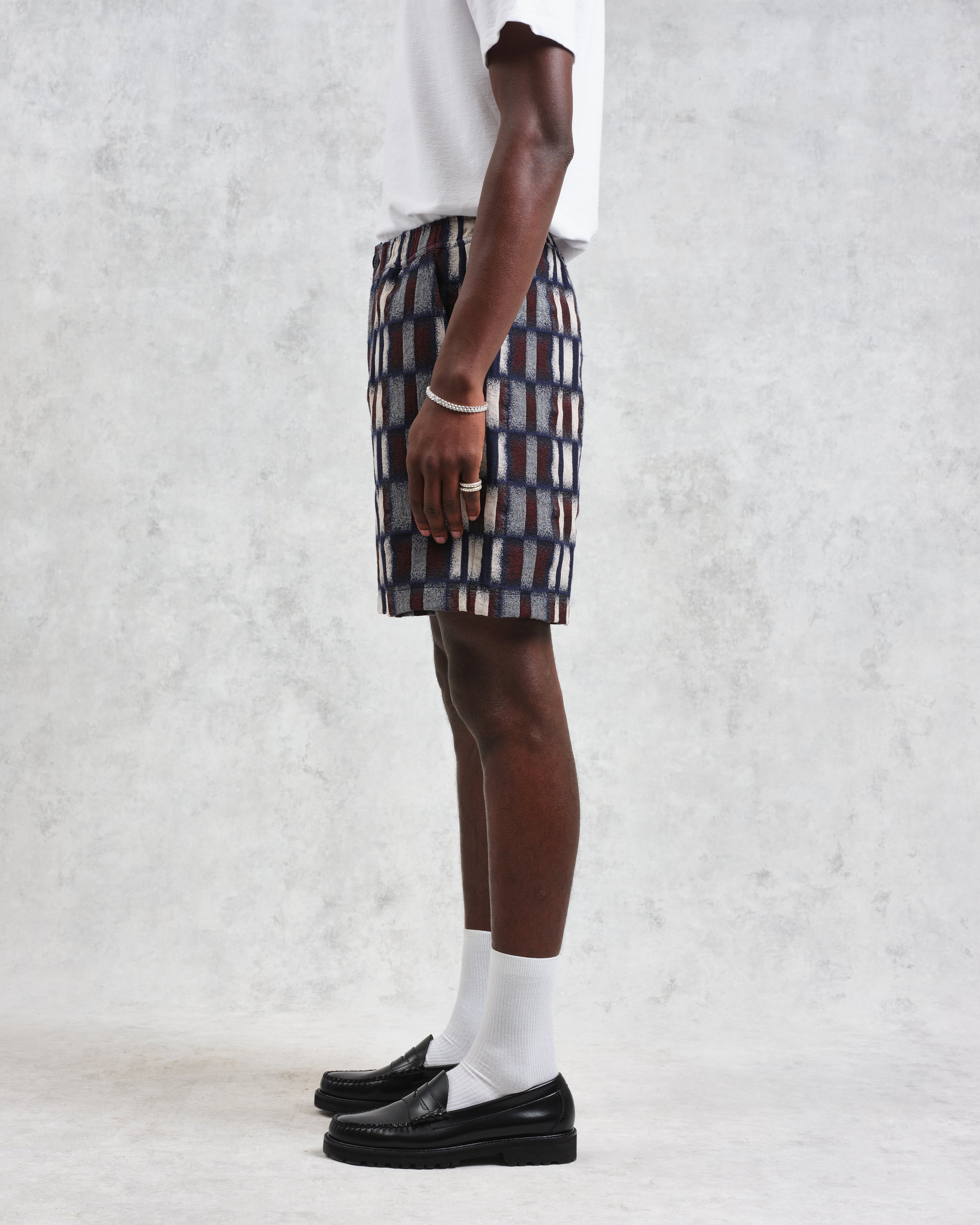 Kurt - Navy And Red Ombre Grid Shorts