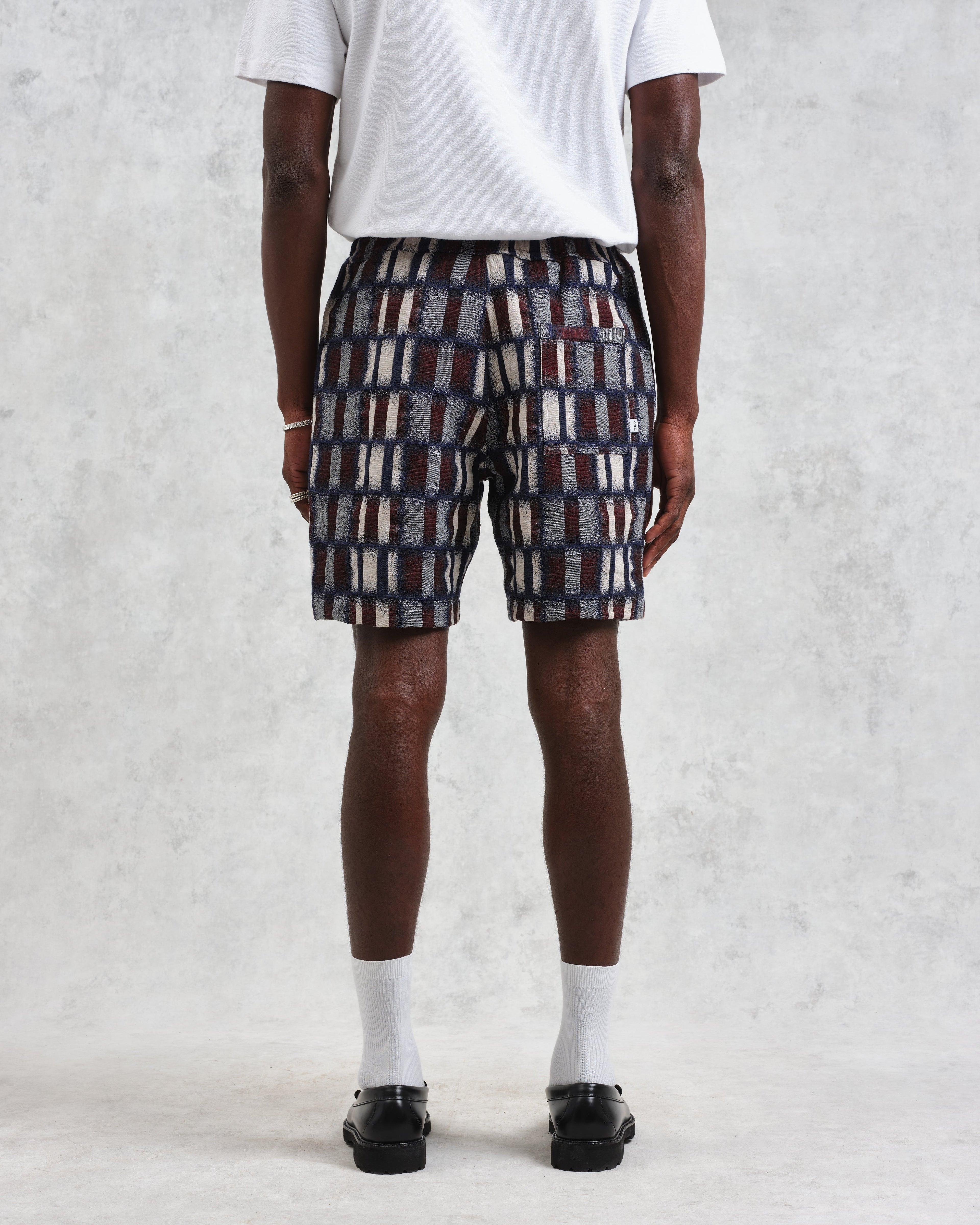 Kurt - Navy And Red Ombre Grid Shorts