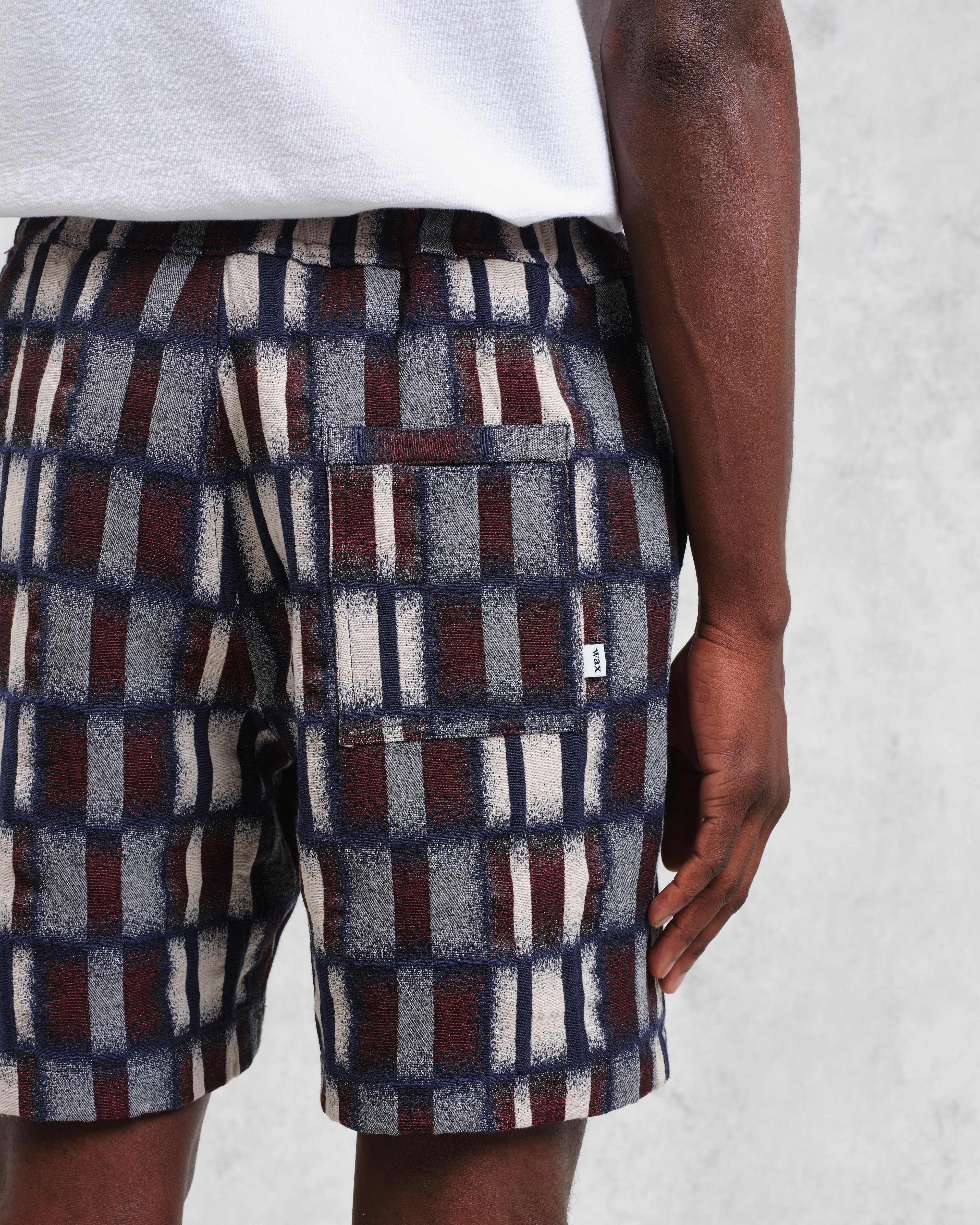 Kurt - Navy And Red Ombre Grid Shorts