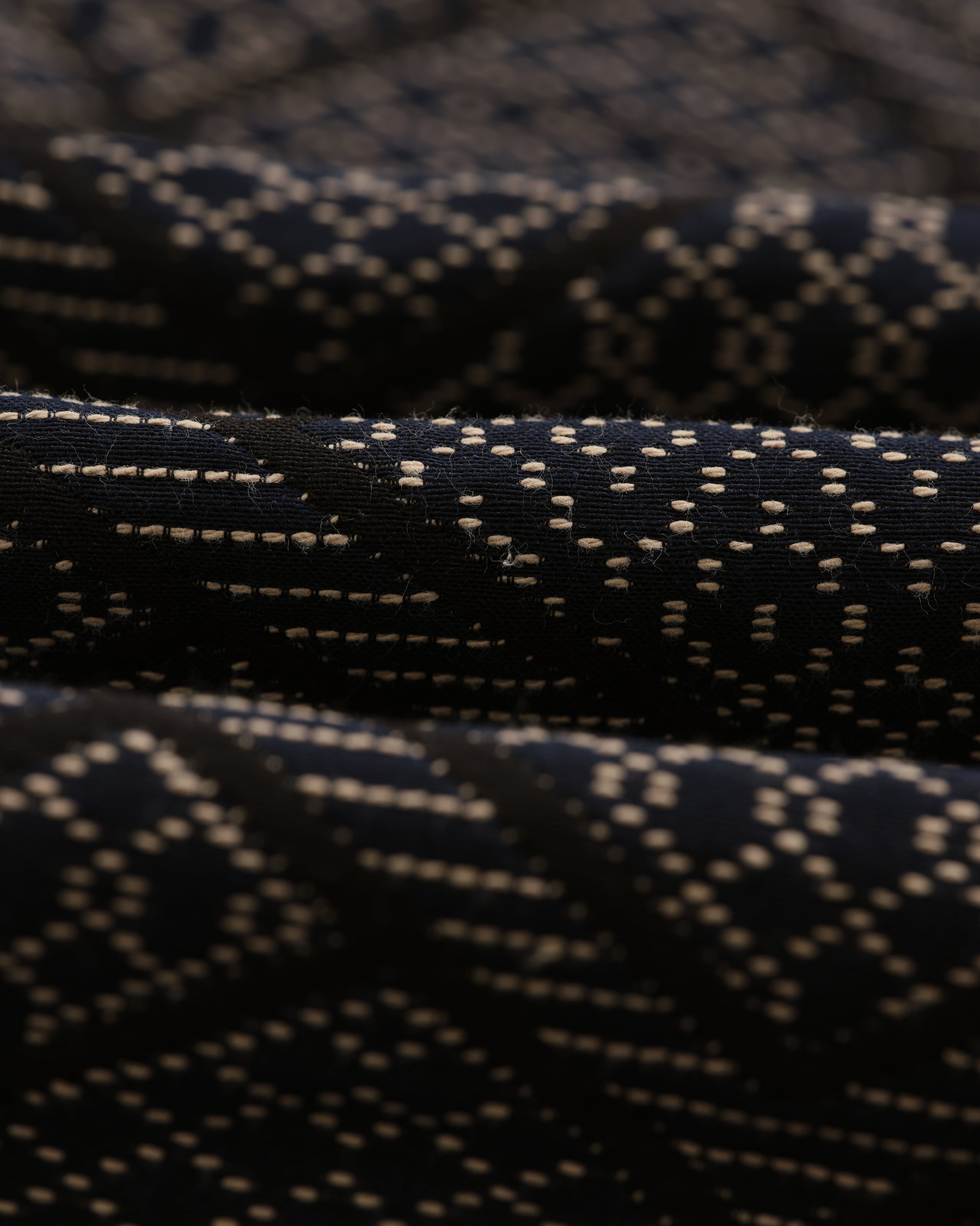 Kurt - Navy Diamond Stitch Jacquard Trousers
