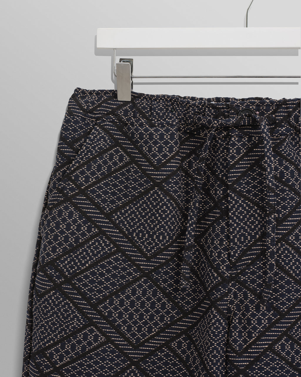 Kurt - Navy Diamond Stitch Jacquard Trousers