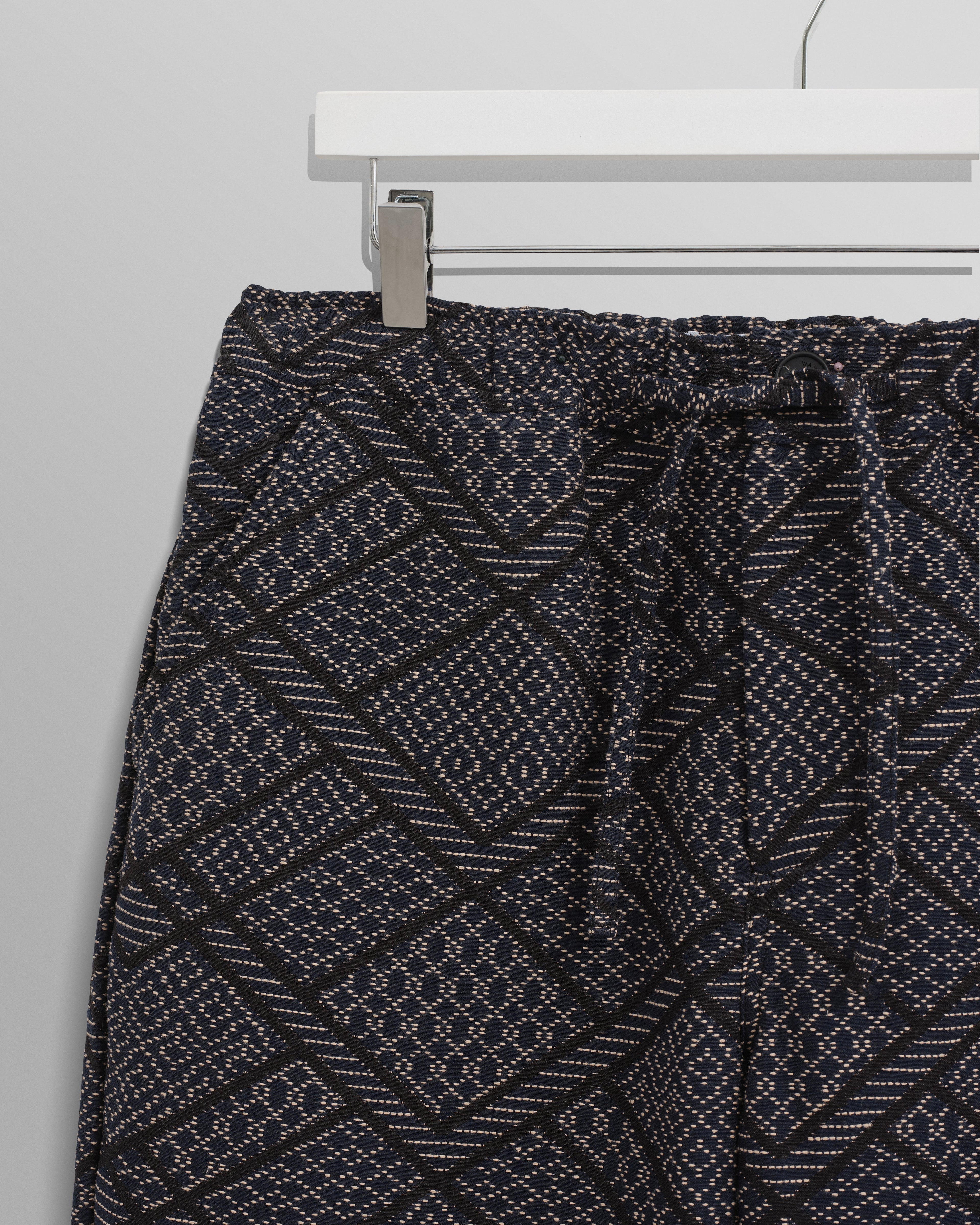 Kurt - Navy Diamond Stitch Jacquard Trousers