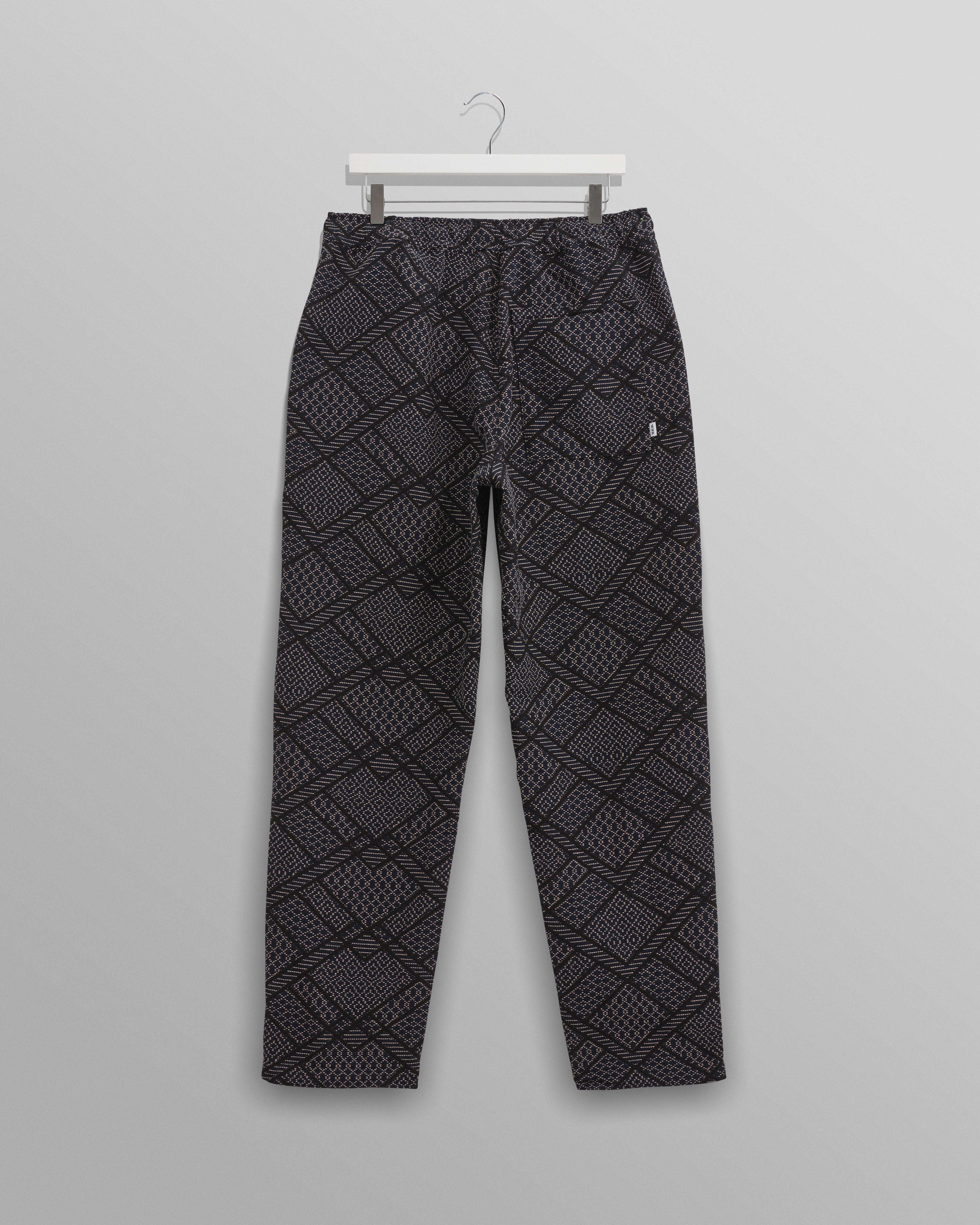 Kurt - Navy Diamond Stitch Jacquard Trousers