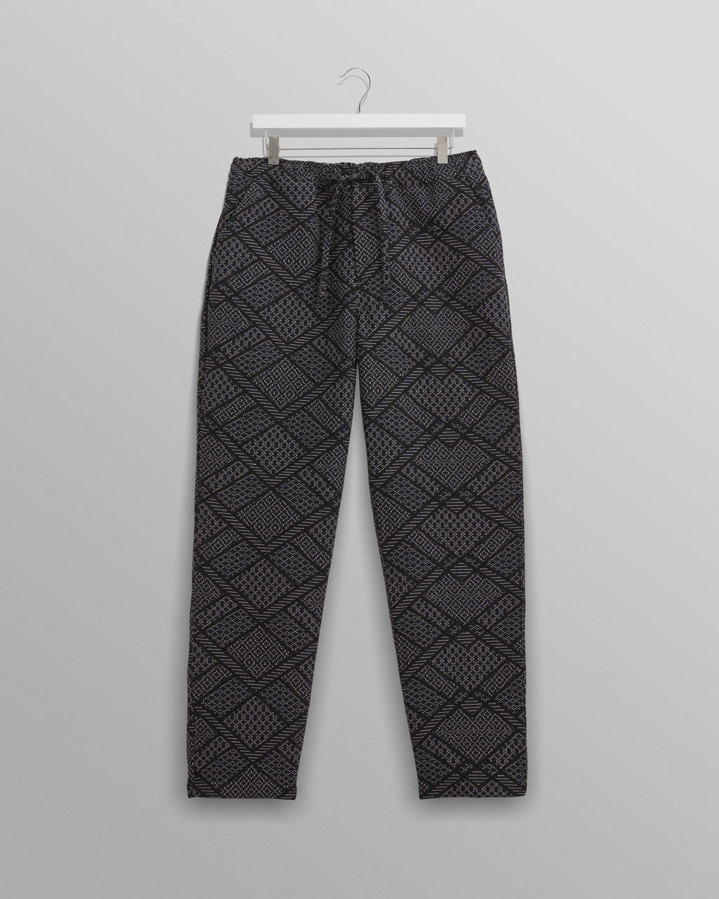 Kurt - Navy Diamond Stitch Jacquard Trousers