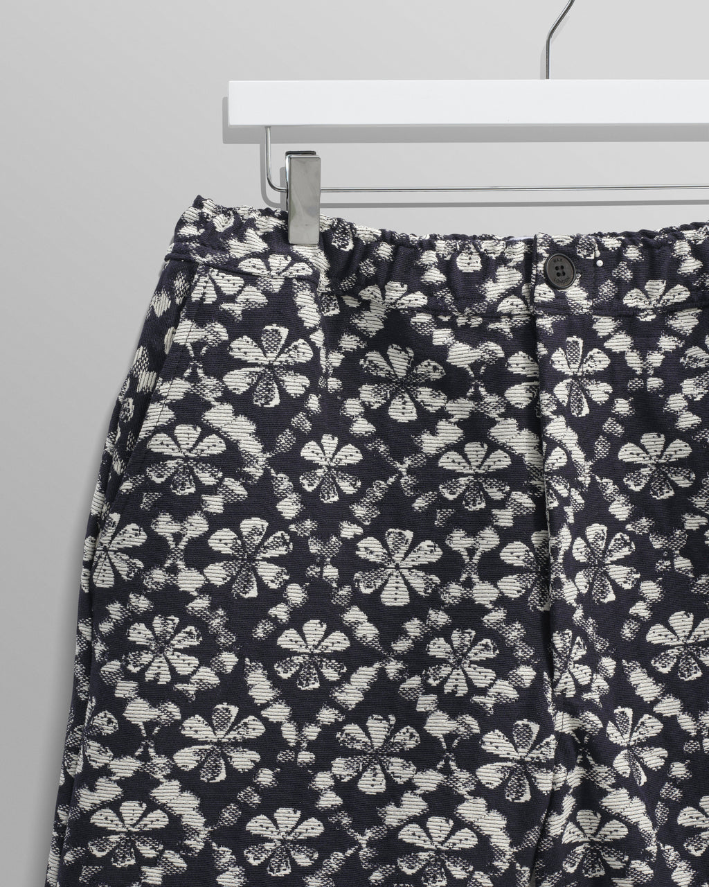Kurt - Navy Flower Stamp Jacquard Shorts