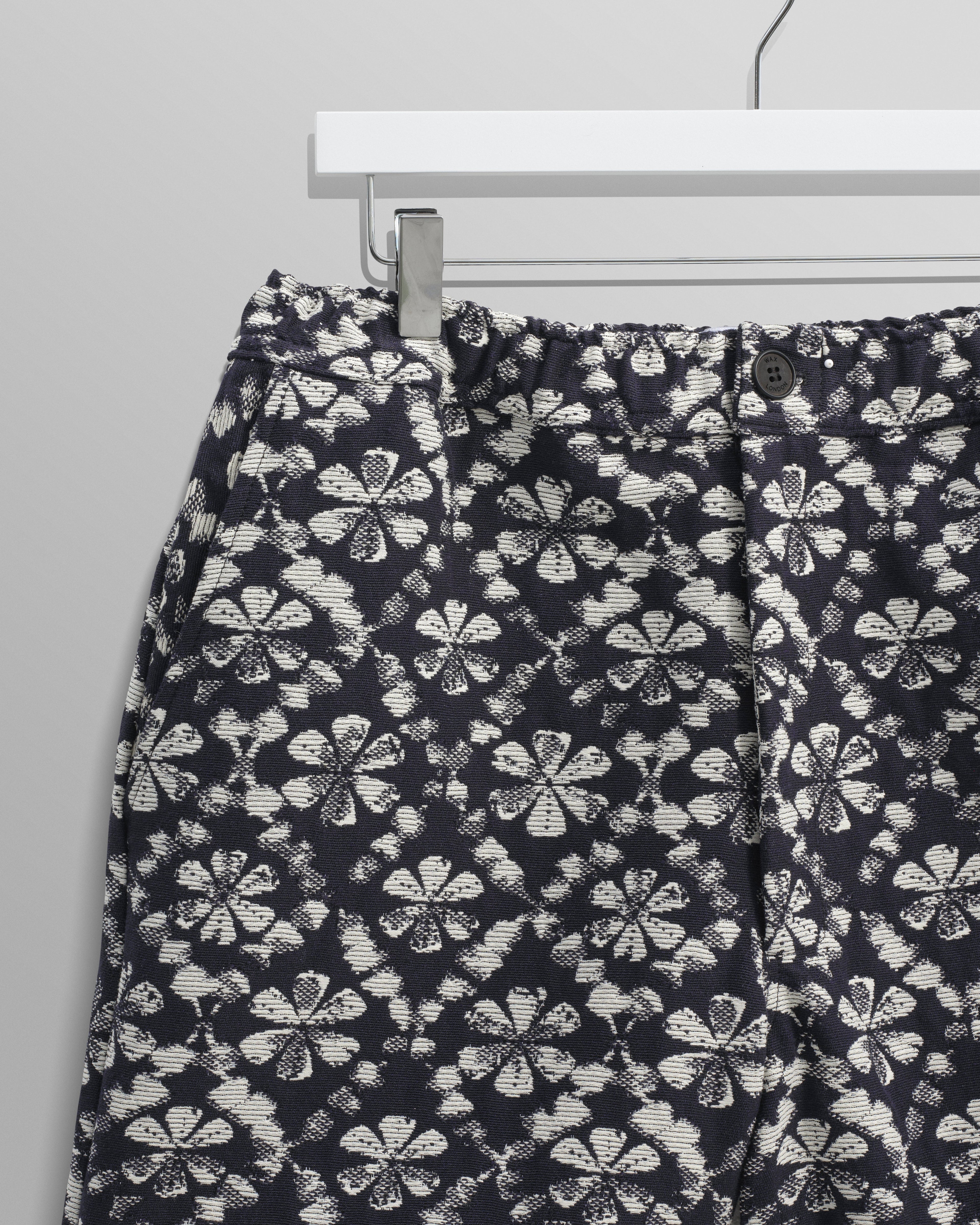 Kurt - Navy Flower Stamp Jacquard Shorts