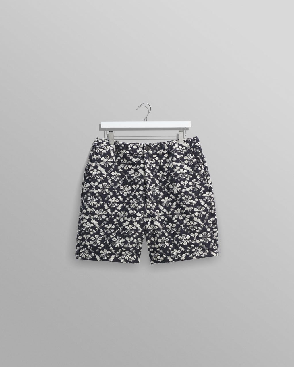 Kurt - Navy Flower Stamp Jacquard Shorts