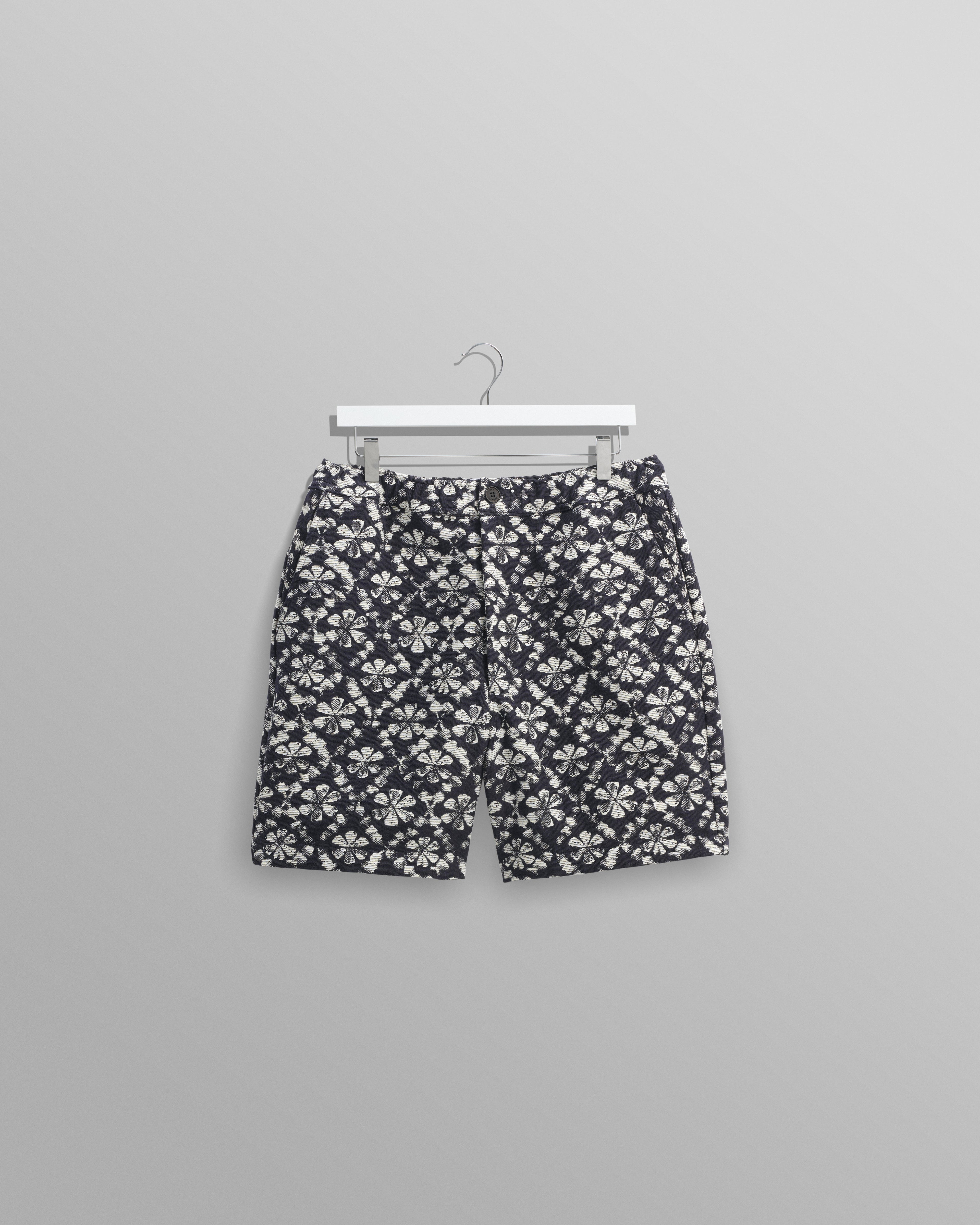 Kurt - Navy Flower Stamp Jacquard Shorts