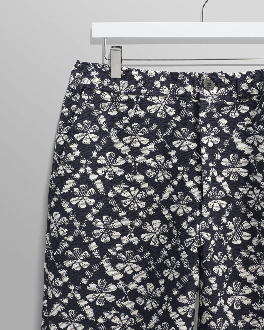 Kurt - Navy Flower Stamp Jacquard Trousers