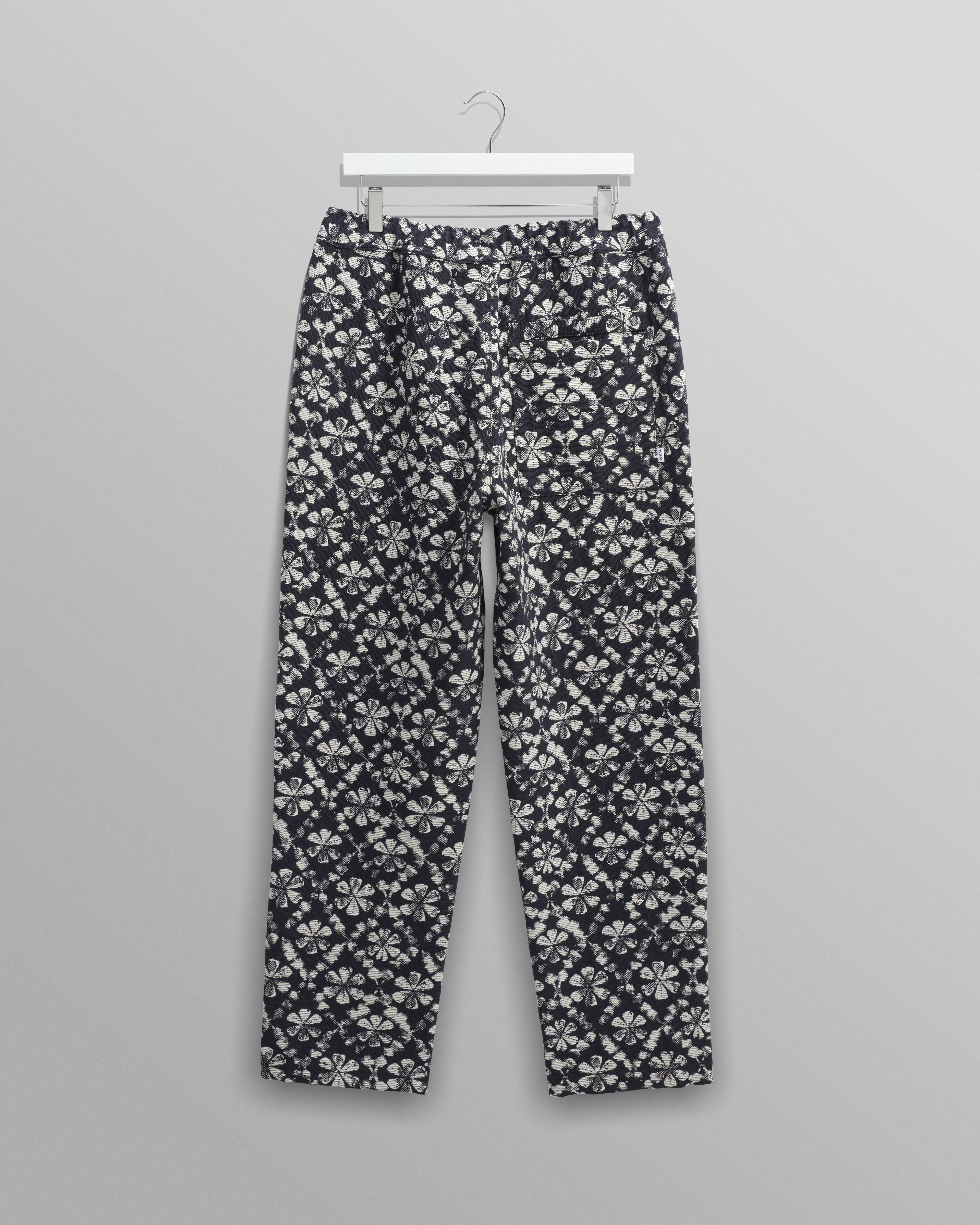 Kurt - Navy Flower Stamp Jacquard Trousers