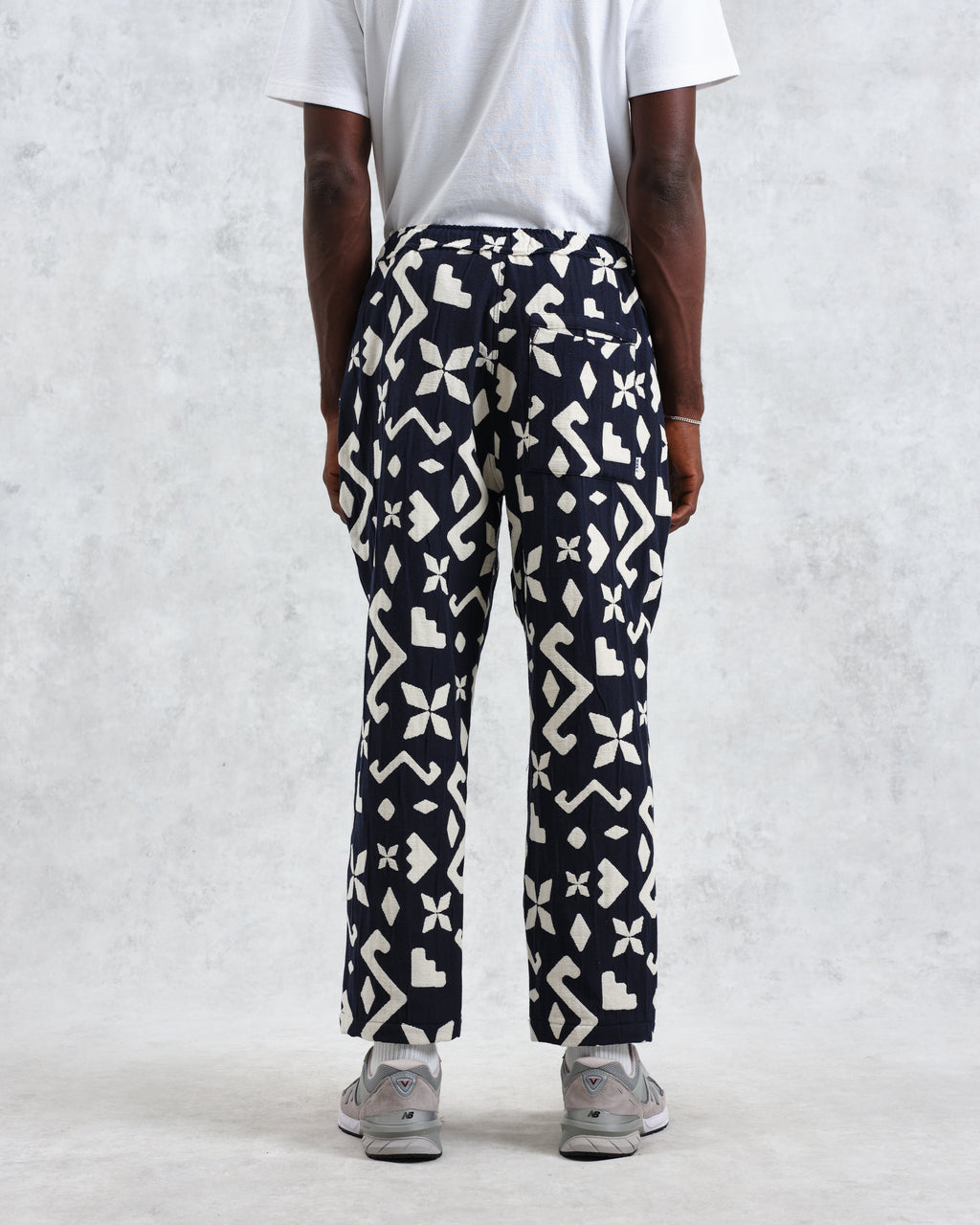 Kurt - Navy Geometric Jacquard Trousers