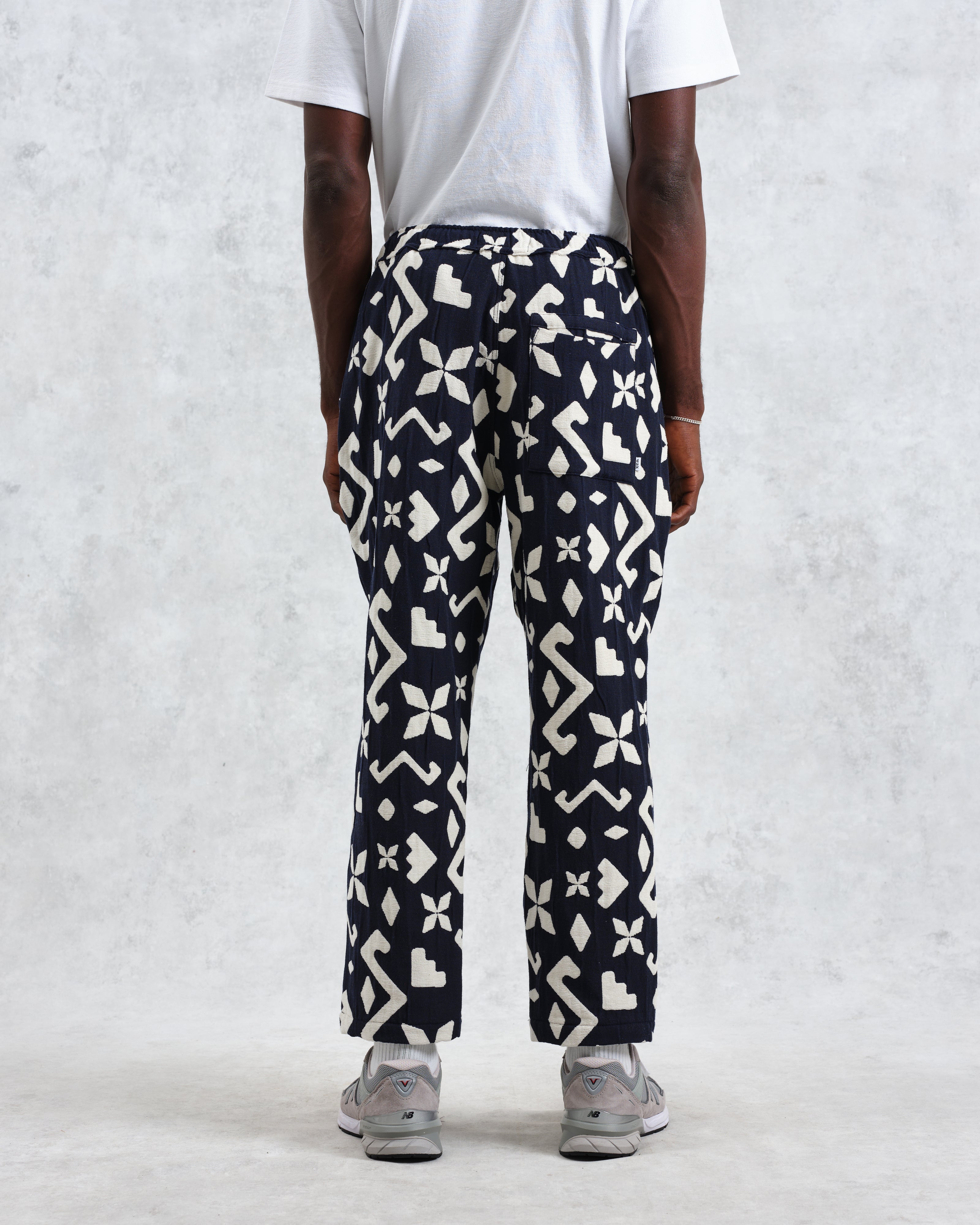 Kurt - Navy Geometric Jacquard Trousers