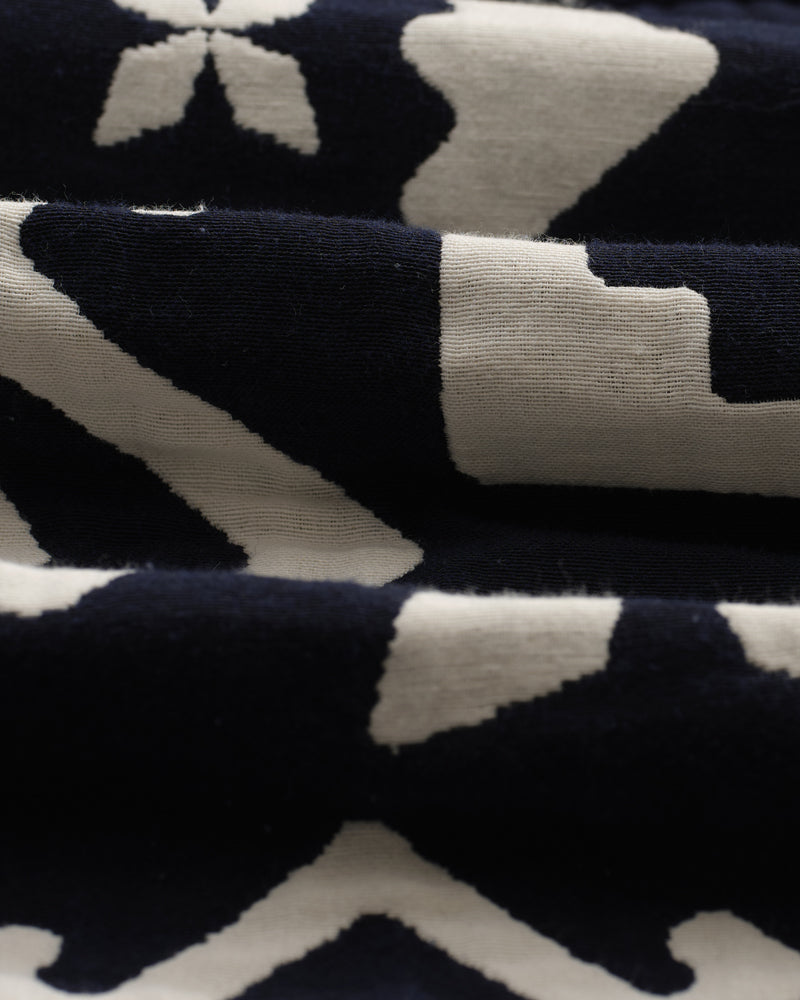 Kurt - Navy Geometric Jacquard Trousers