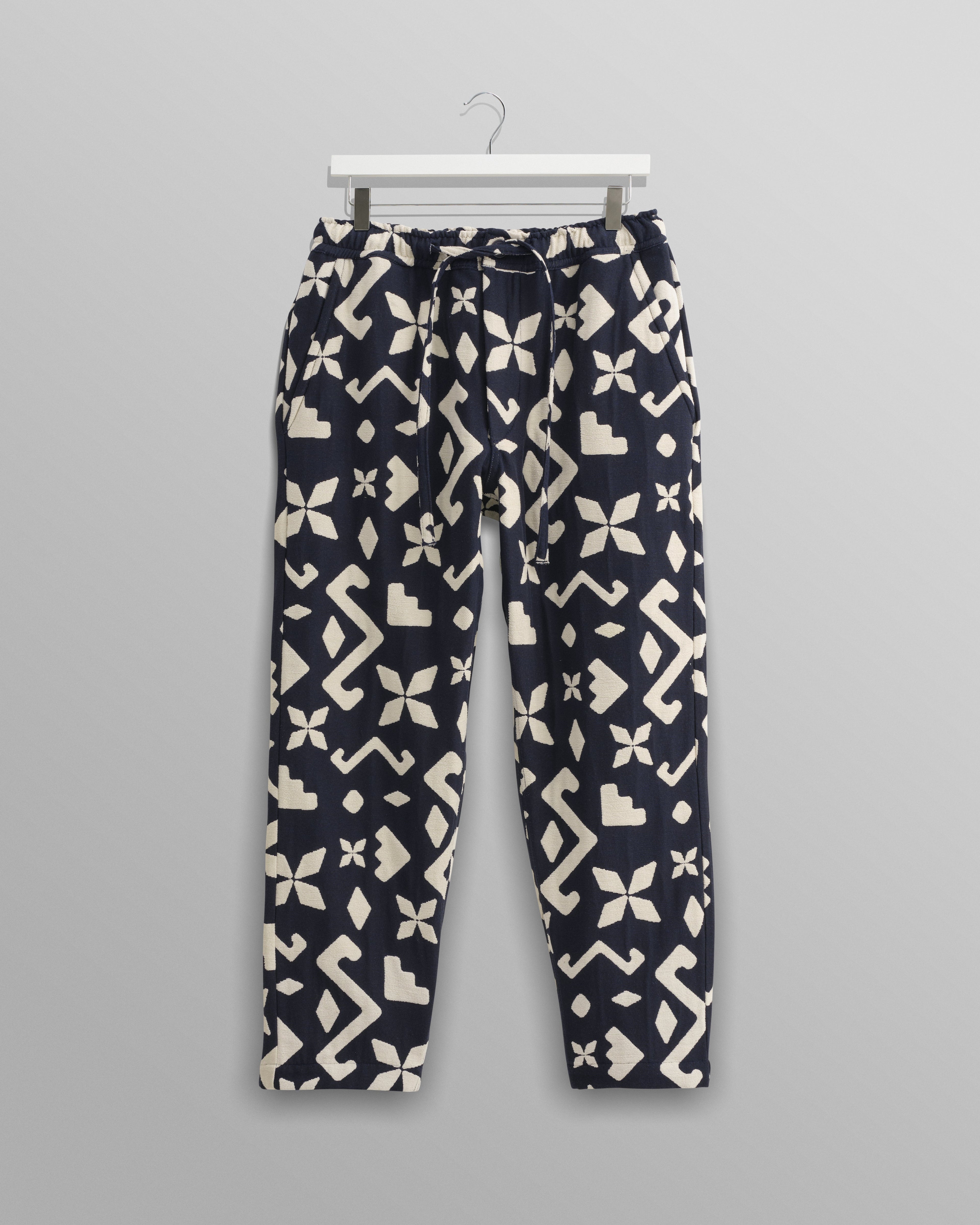 Kurt - Navy Geometric Jacquard Trousers