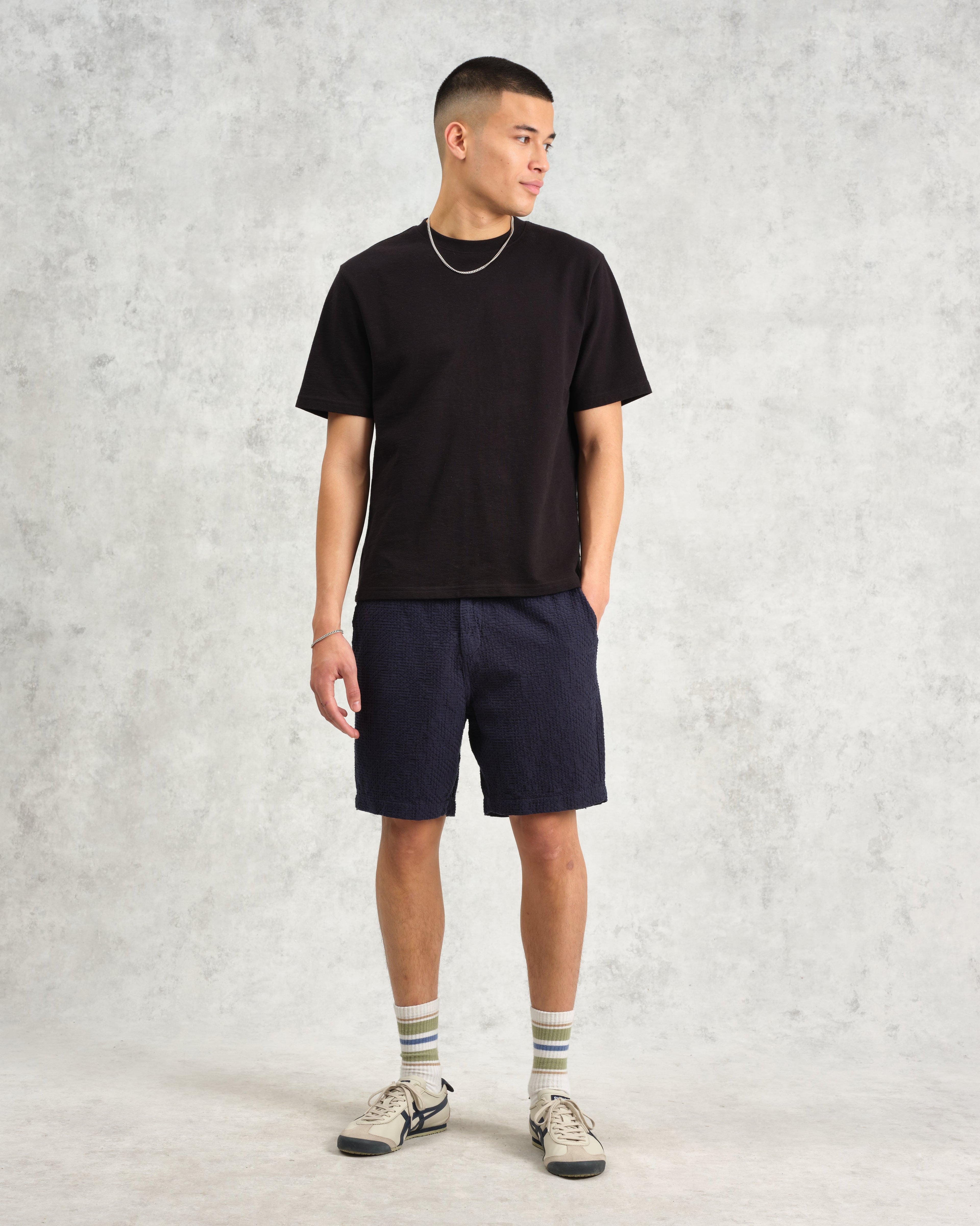 Kurt - Navy Honeycomb Cotton Shorts