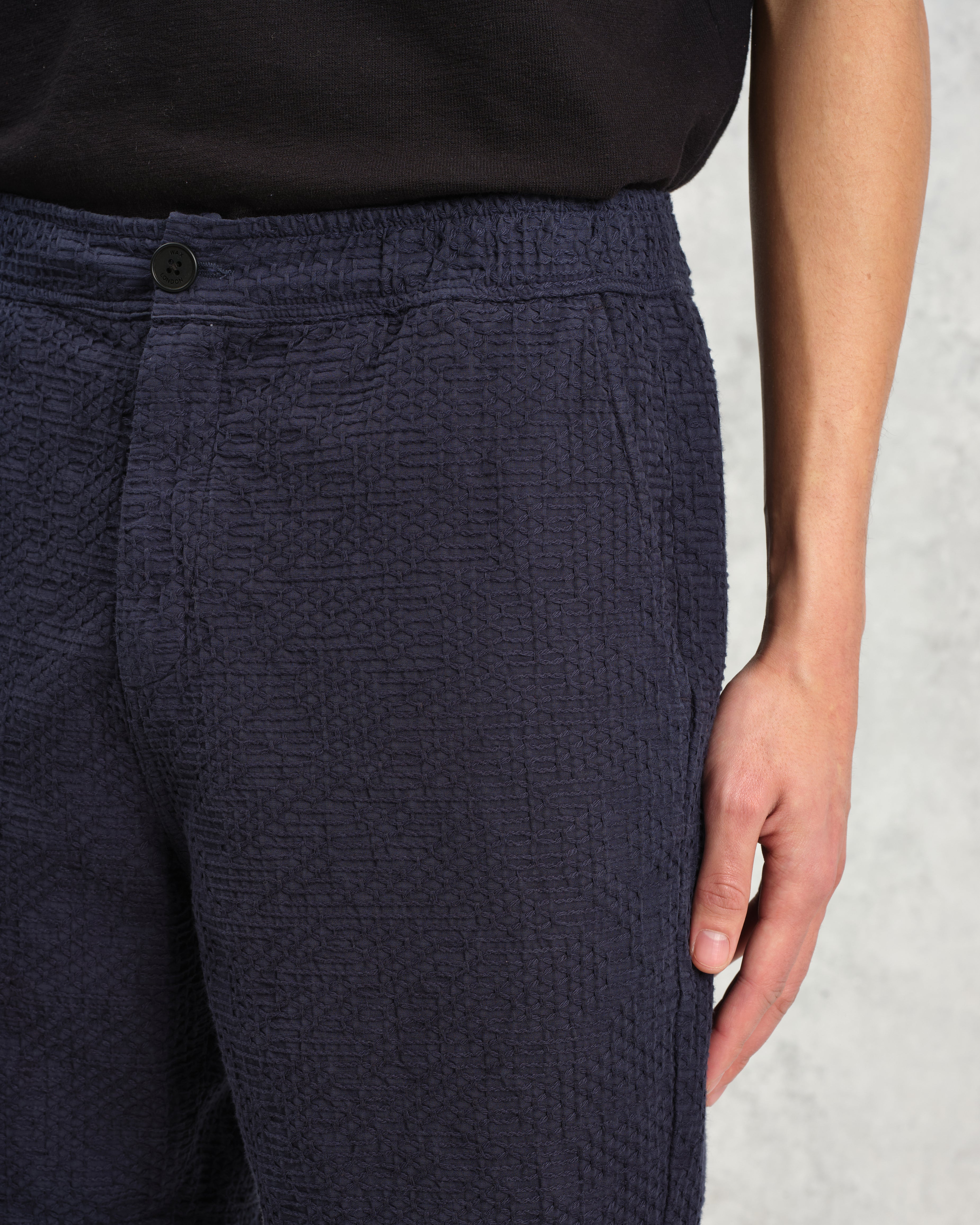 Kurt - Navy Honeycomb Cotton Shorts