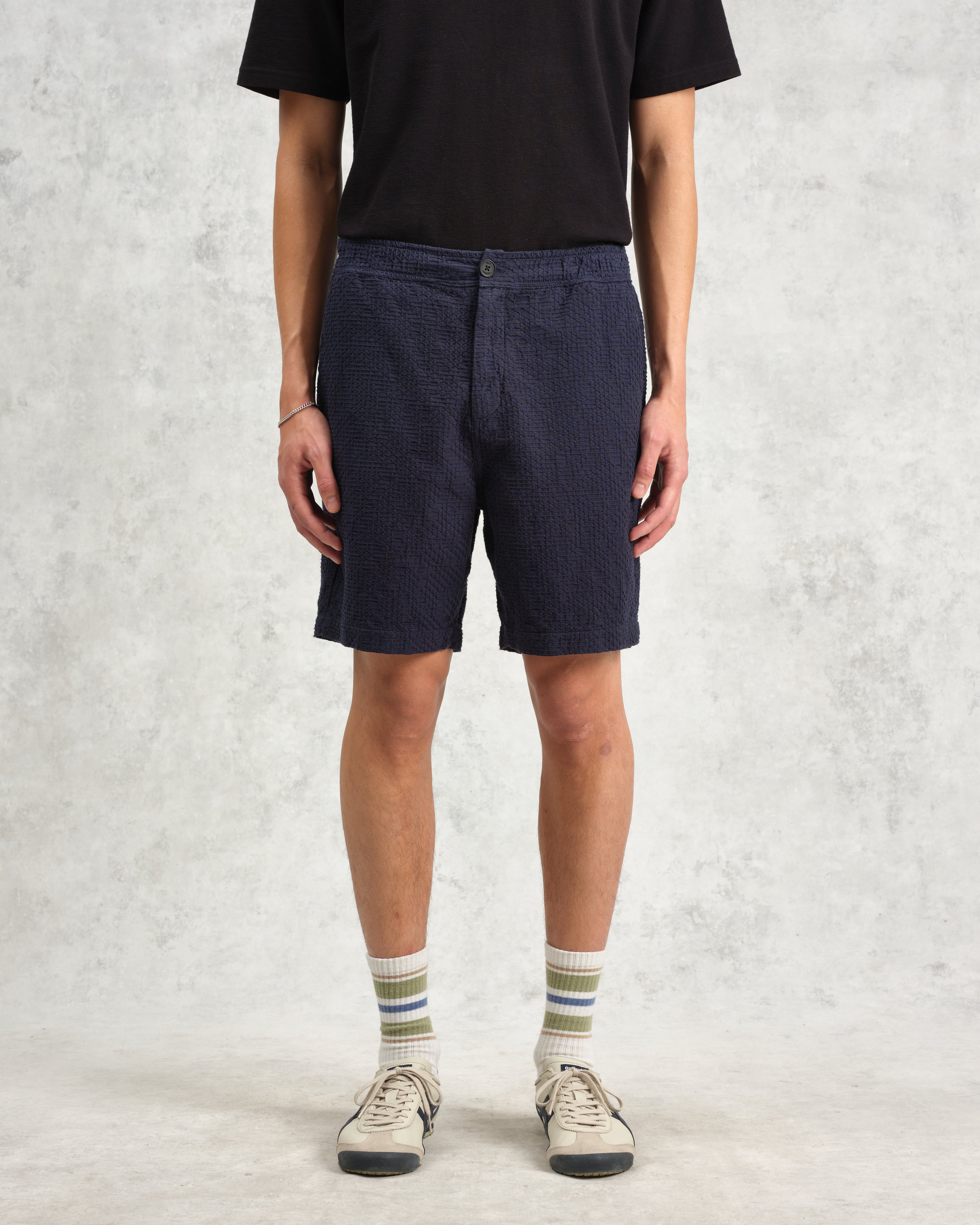 Kurt - Navy Honeycomb Cotton Shorts
