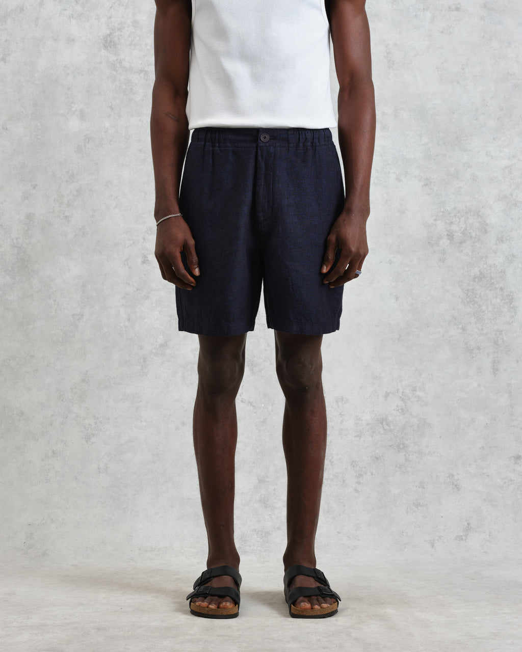 Kurt - Navy Two-Tone Linen Shorts
