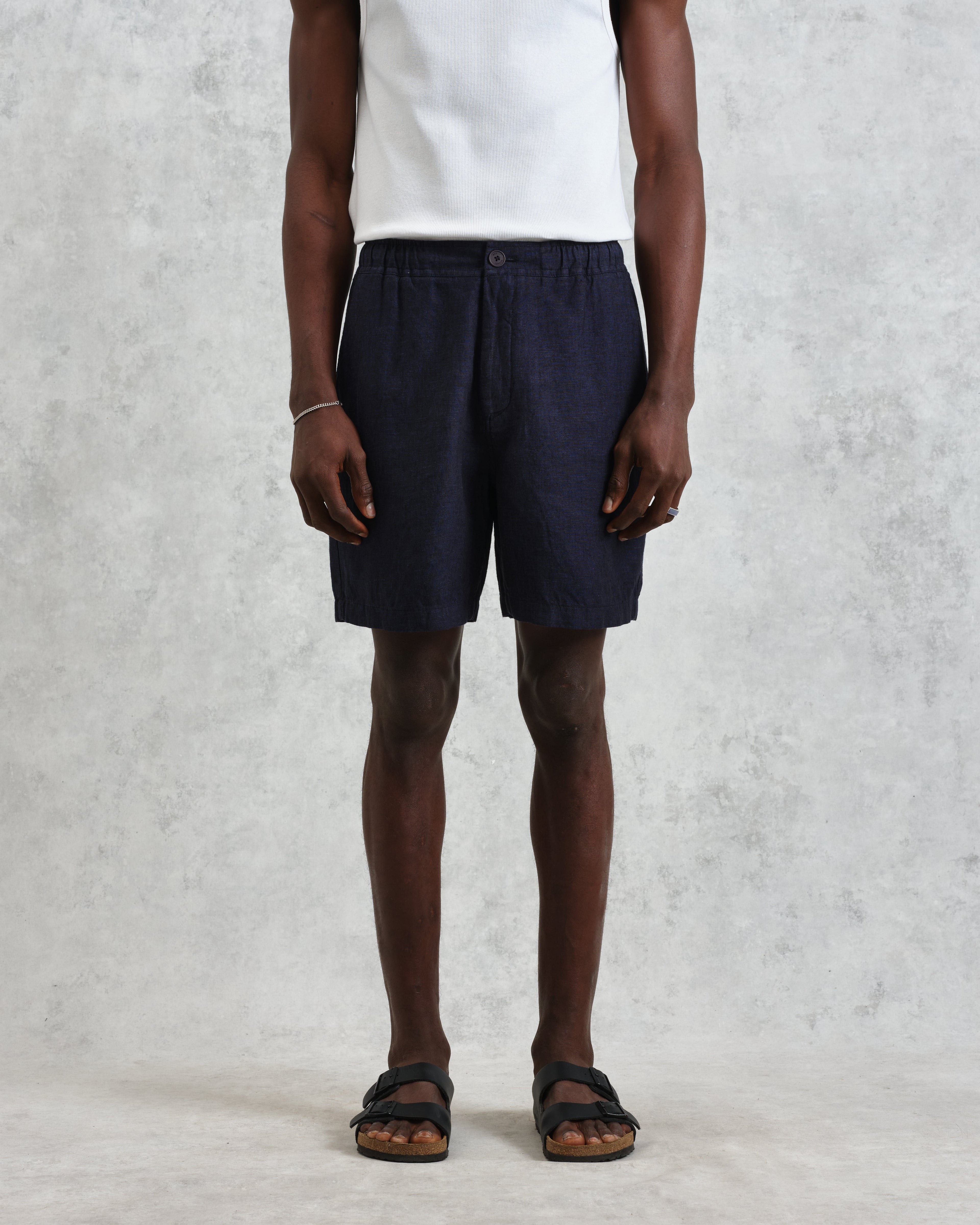 Kurt - Navy Two-Tone Linen Shorts