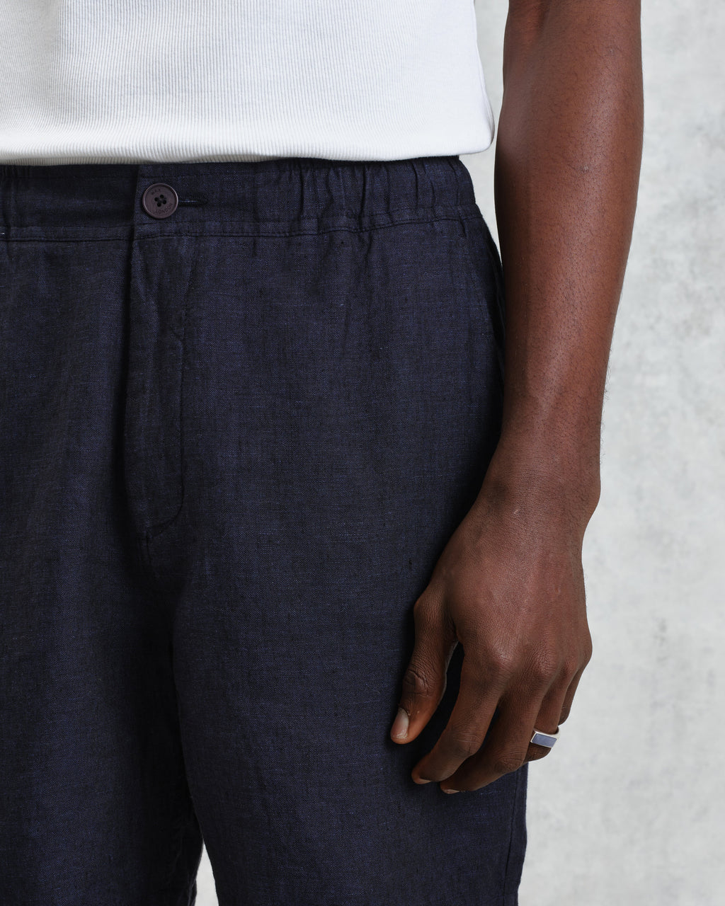 Kurt - Navy Two-Tone Linen Shorts