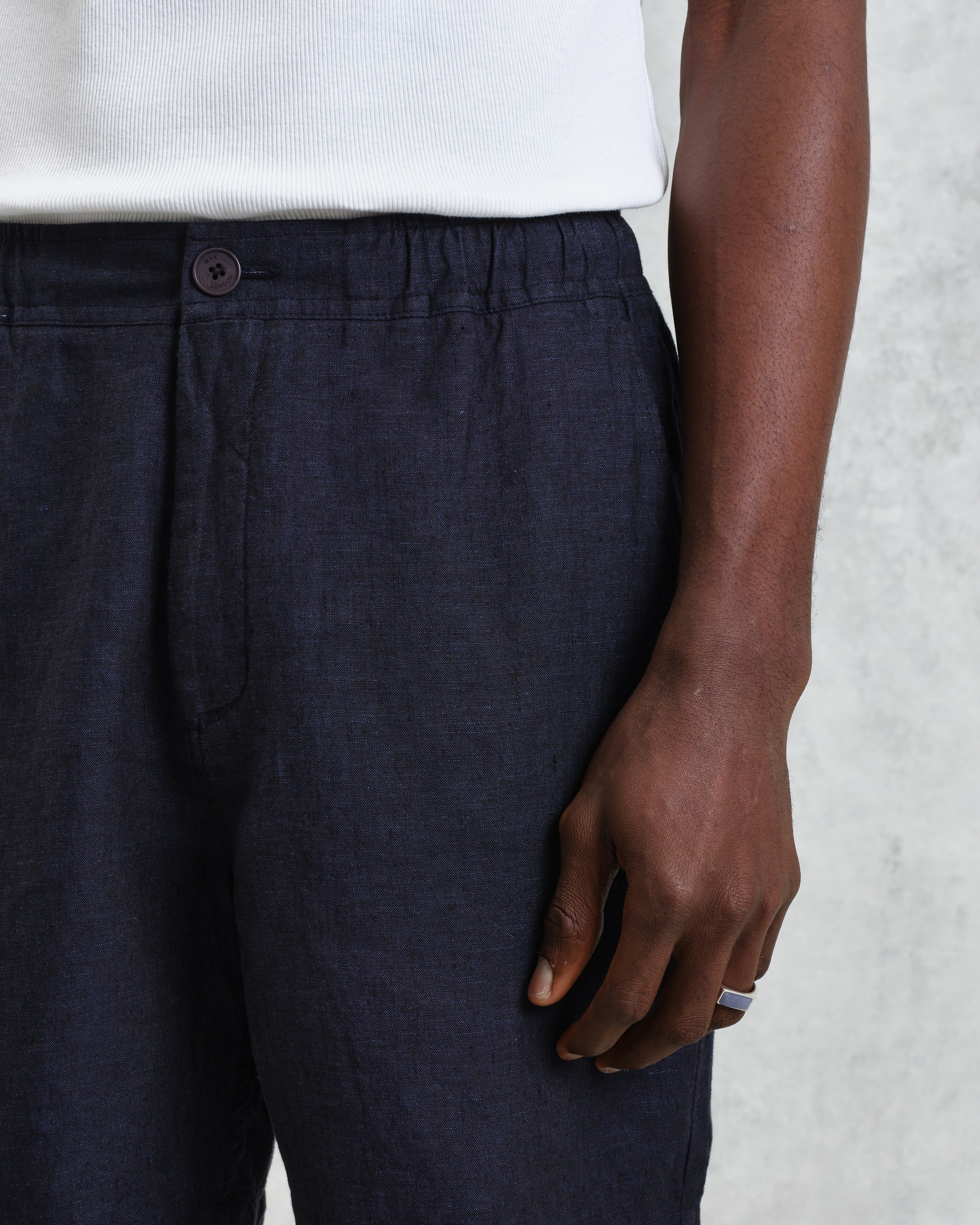 Kurt - Navy Two-Tone Linen Shorts
