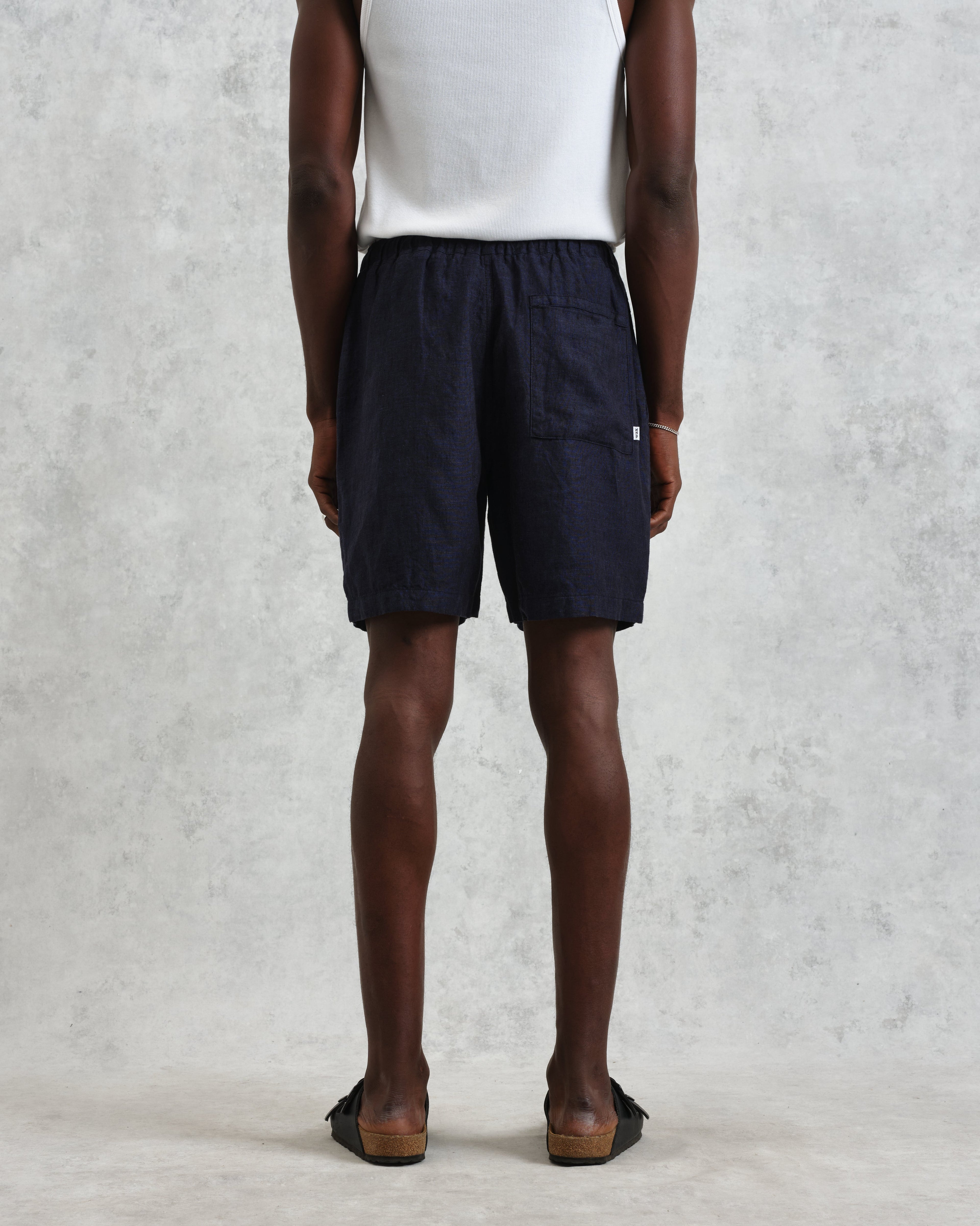 Kurt - Navy Two-Tone Linen Shorts