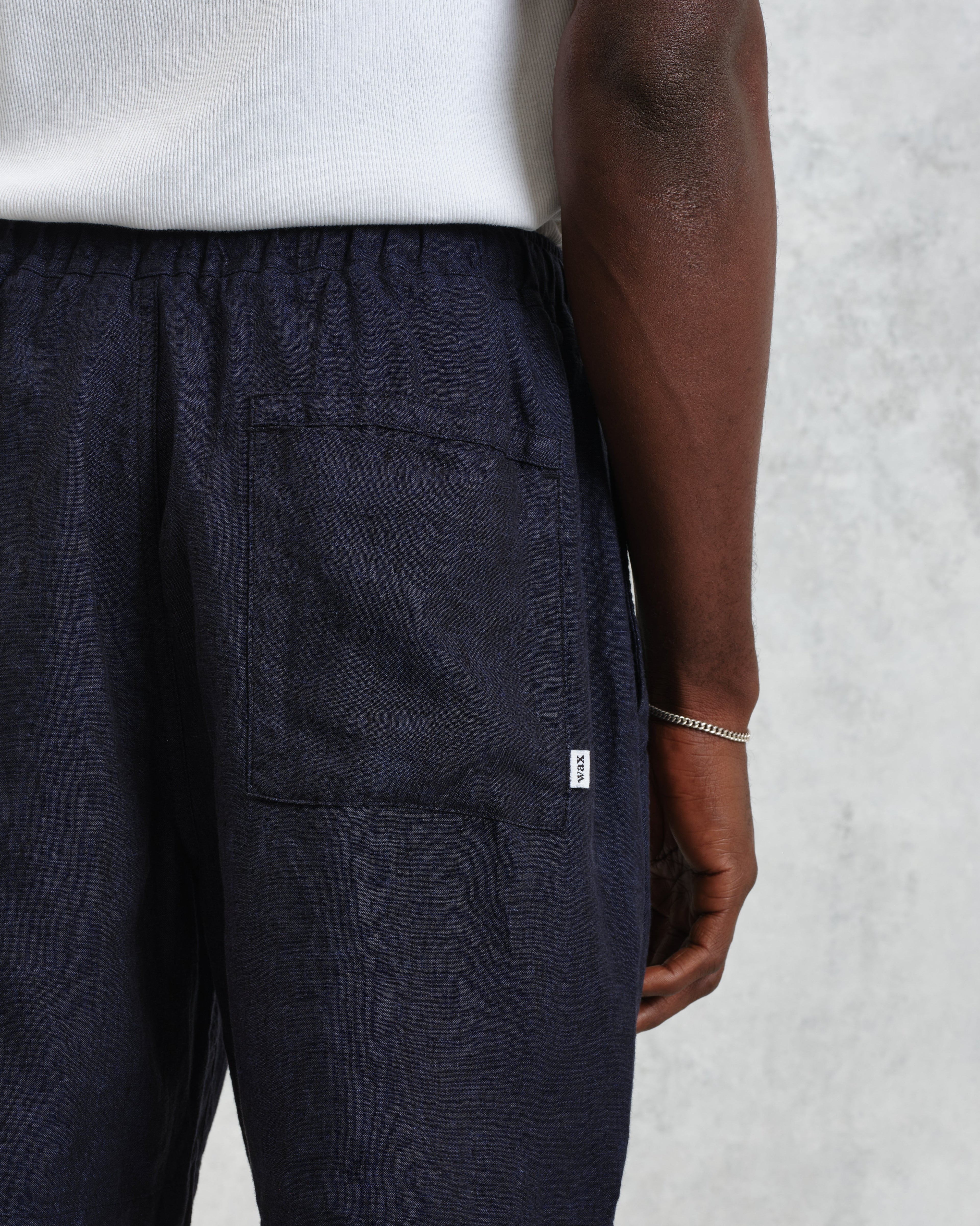 Kurt - Navy Two-Tone Linen Shorts