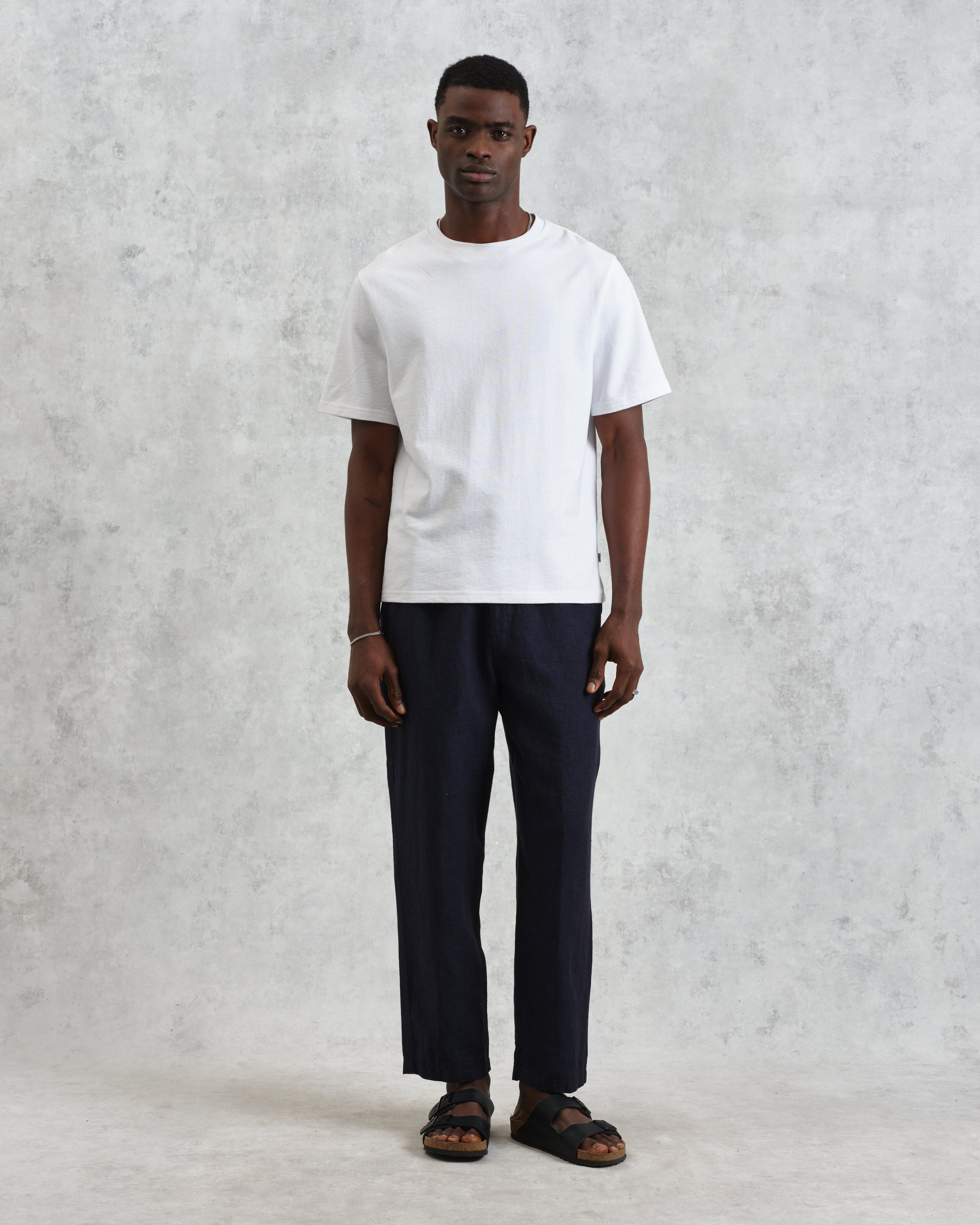 Kurt - Navy Two-Tone Linen Trousers