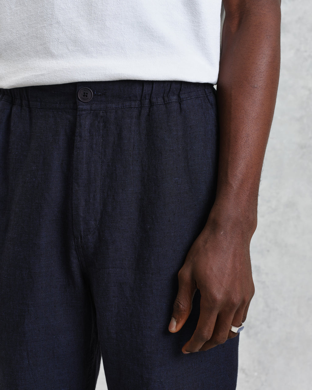 Kurt - Navy Two-Tone Linen Trousers