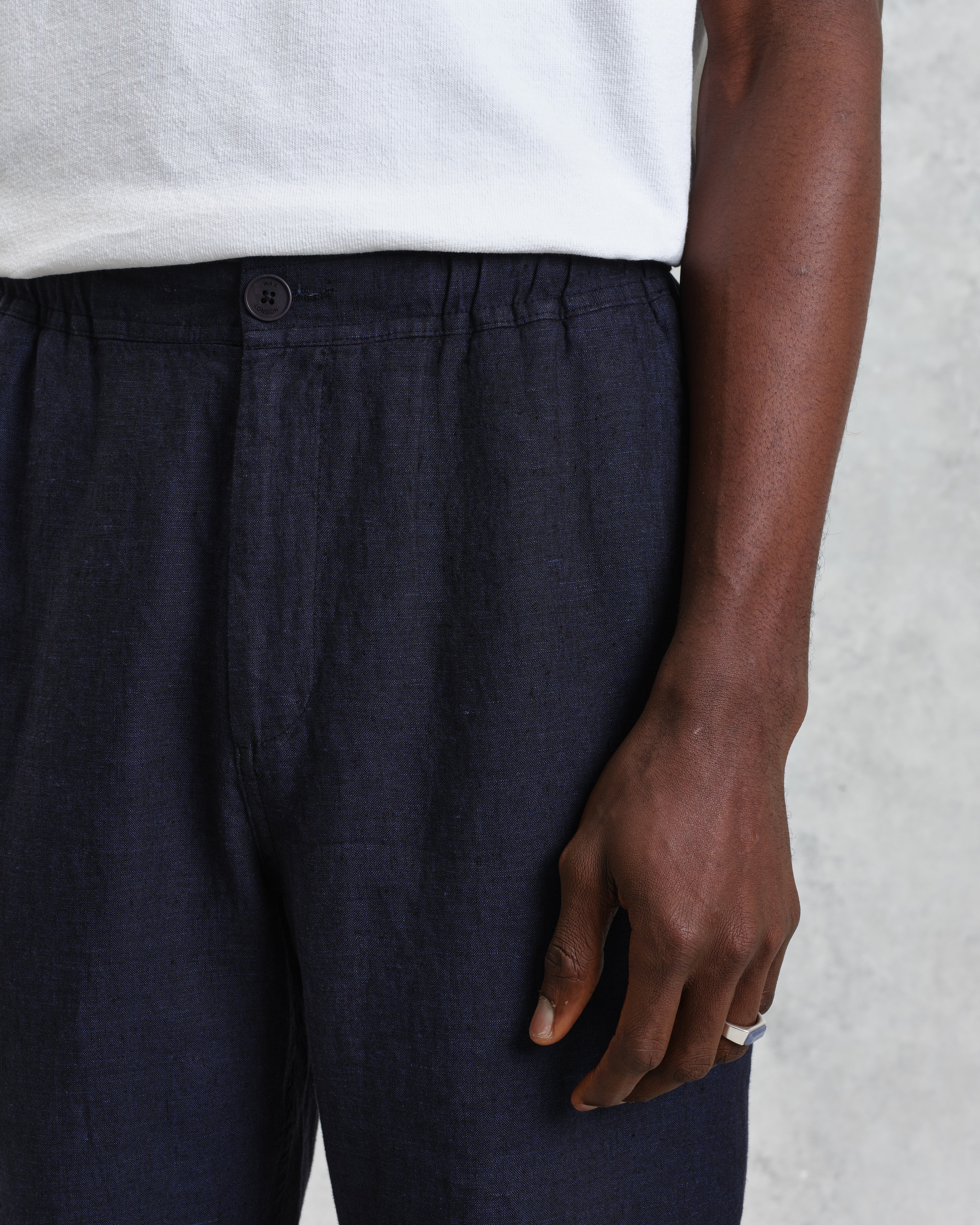 Kurt - Navy Two-Tone Linen Trousers