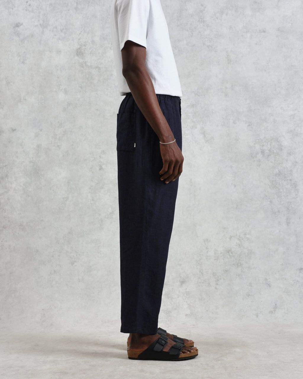 Kurt - Navy Two-Tone Linen Trousers