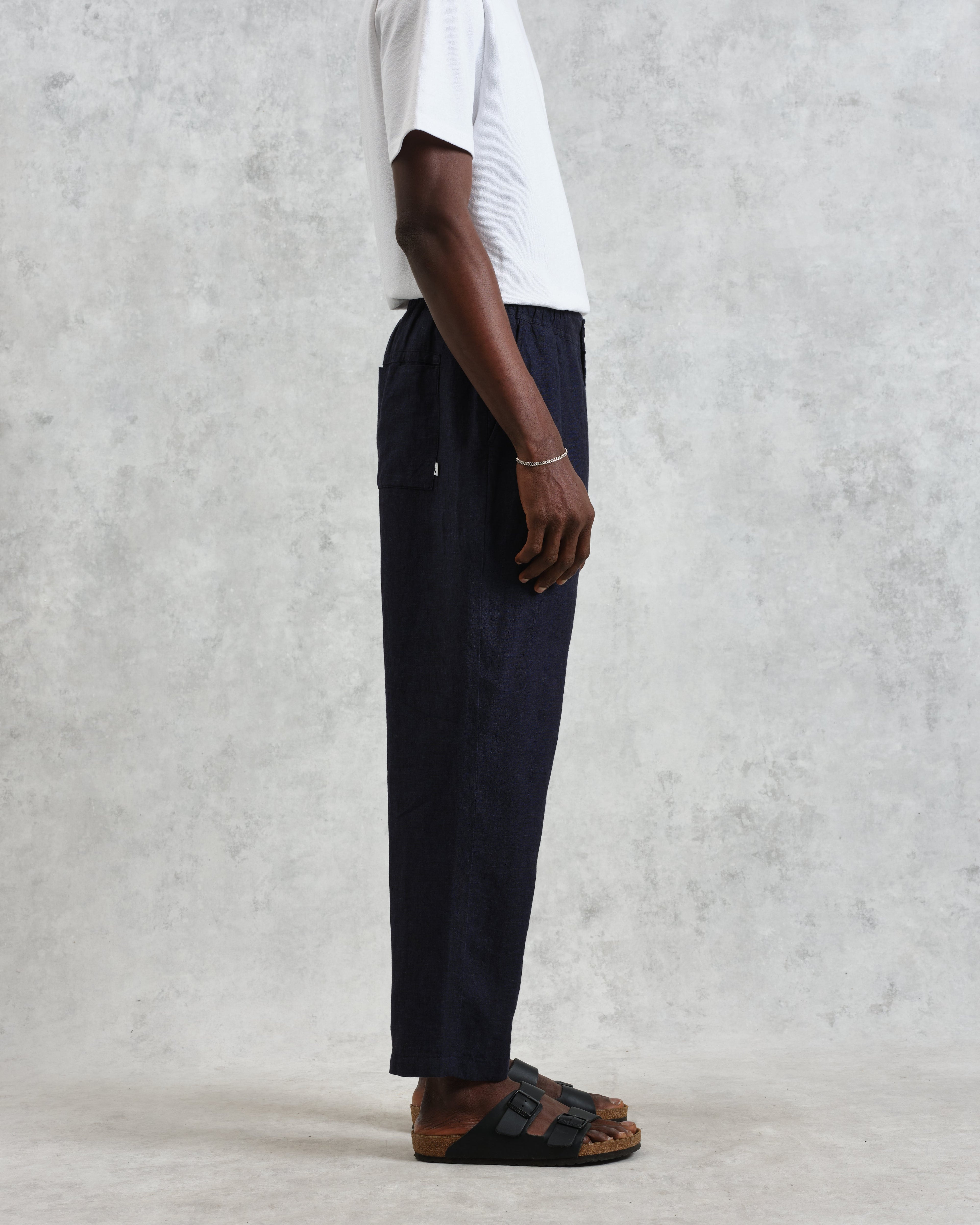 Kurt - Navy Two-Tone Linen Trousers