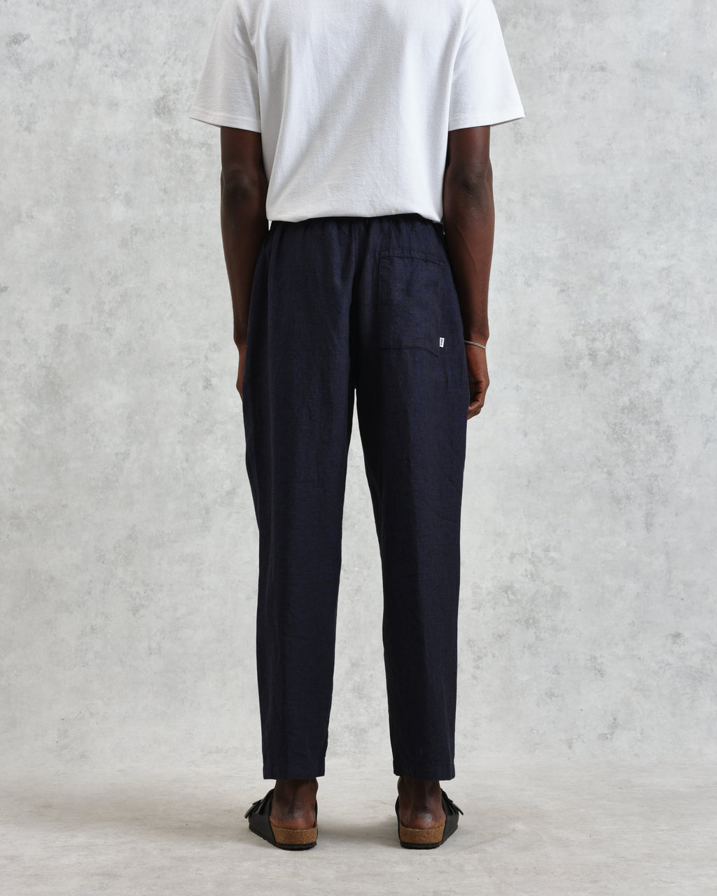 Kurt - Navy Two-Tone Linen Trousers