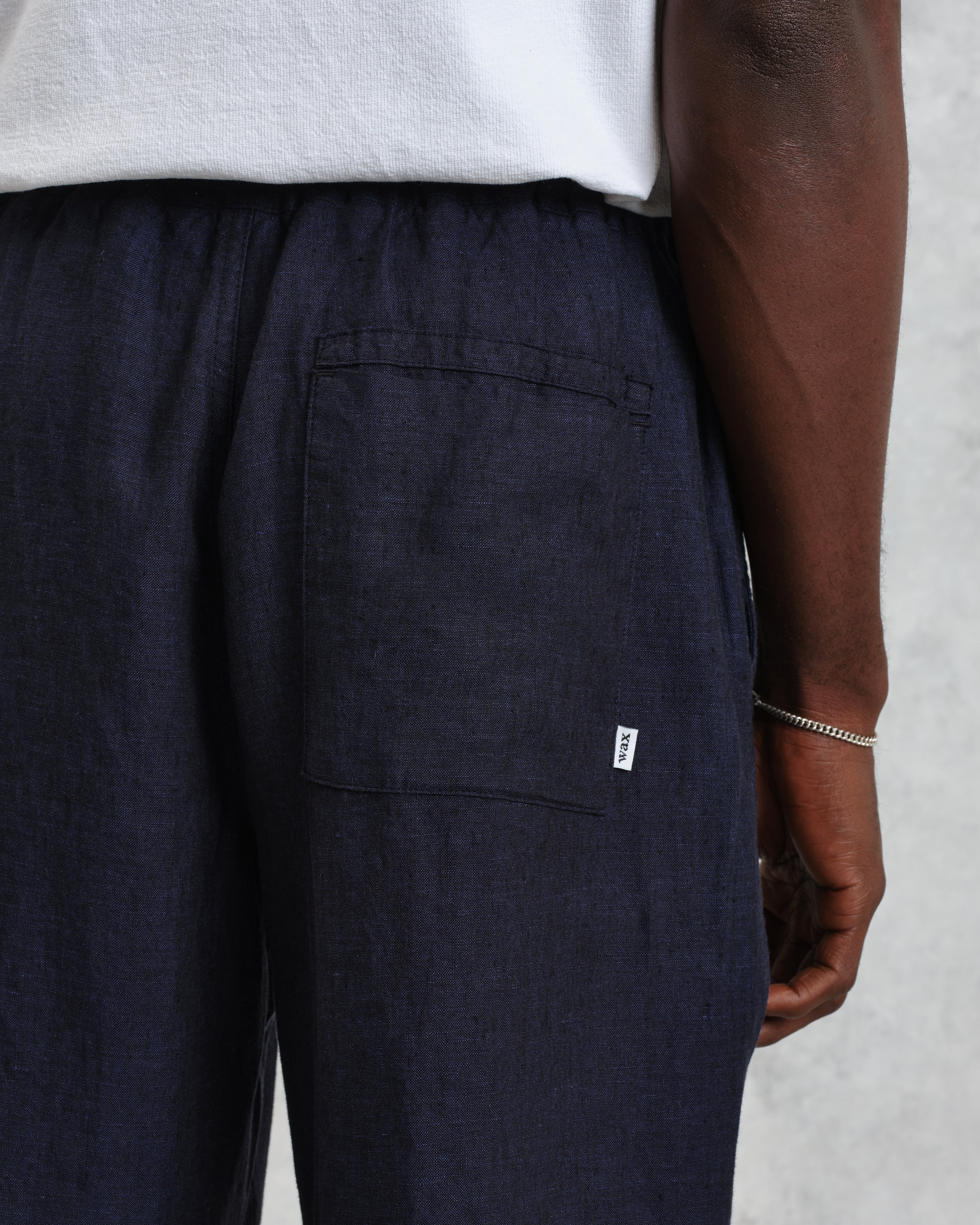 Kurt - Navy Two-Tone Linen Trousers