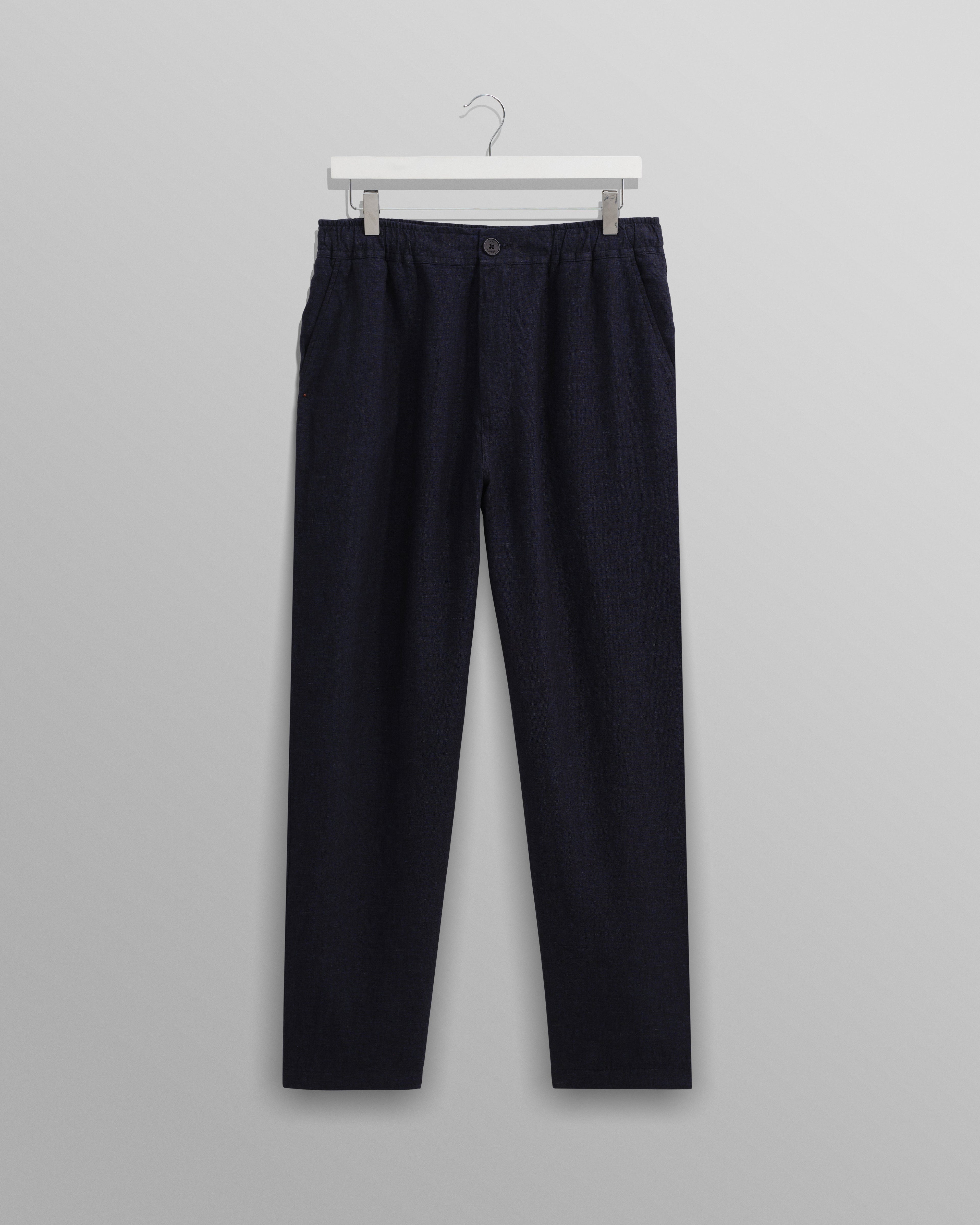 Kurt - Navy Two-Tone Linen Trousers