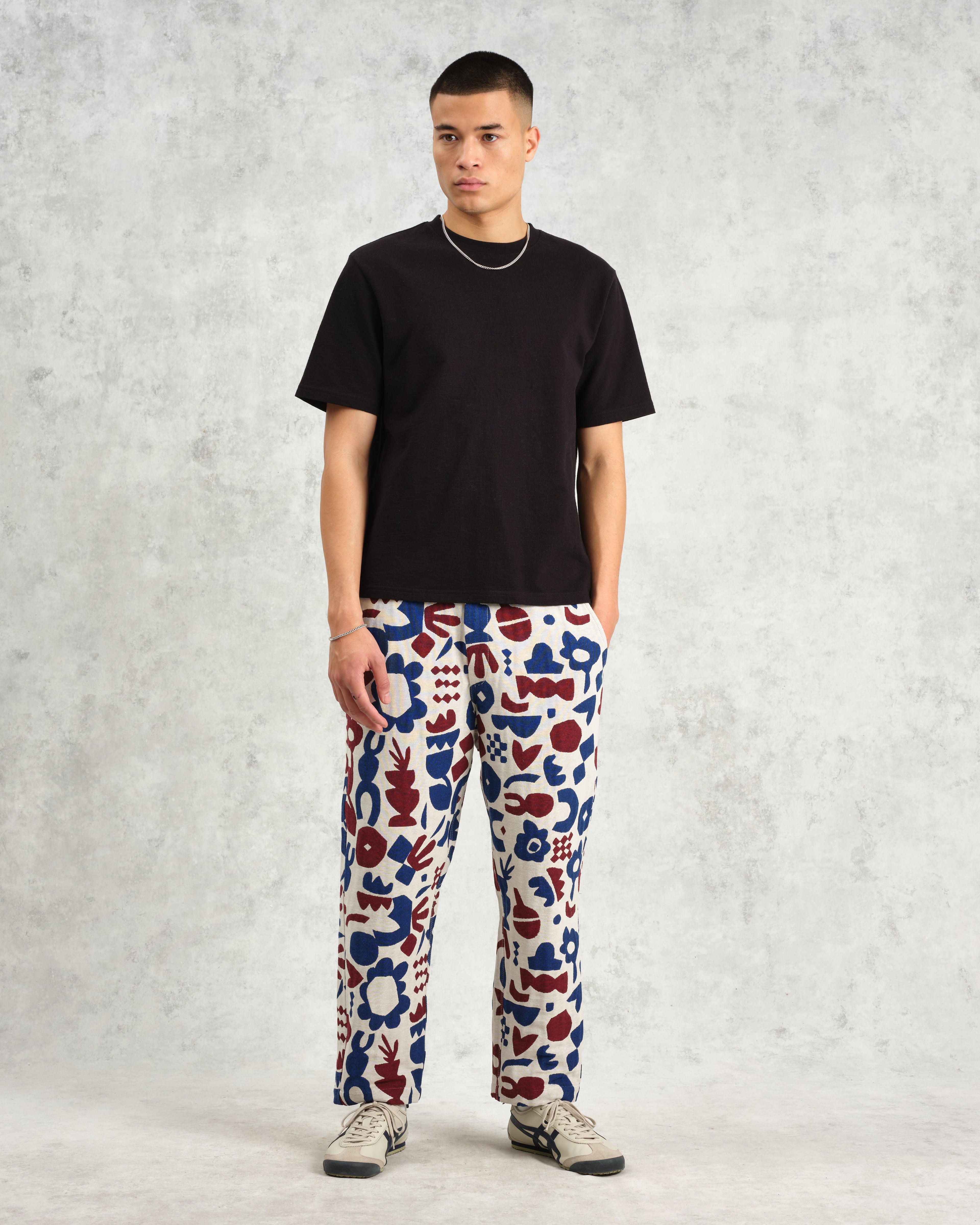Kurt - Red And Blue Spin Jacquard Trousers