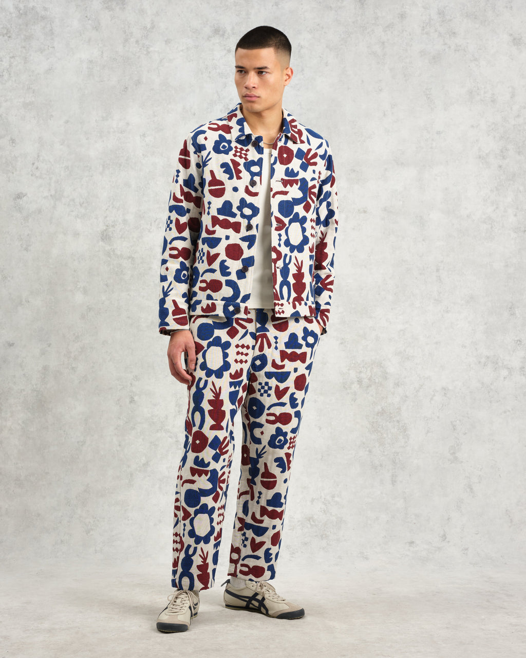 Kurt - Red And Blue Spin Jacquard Trousers