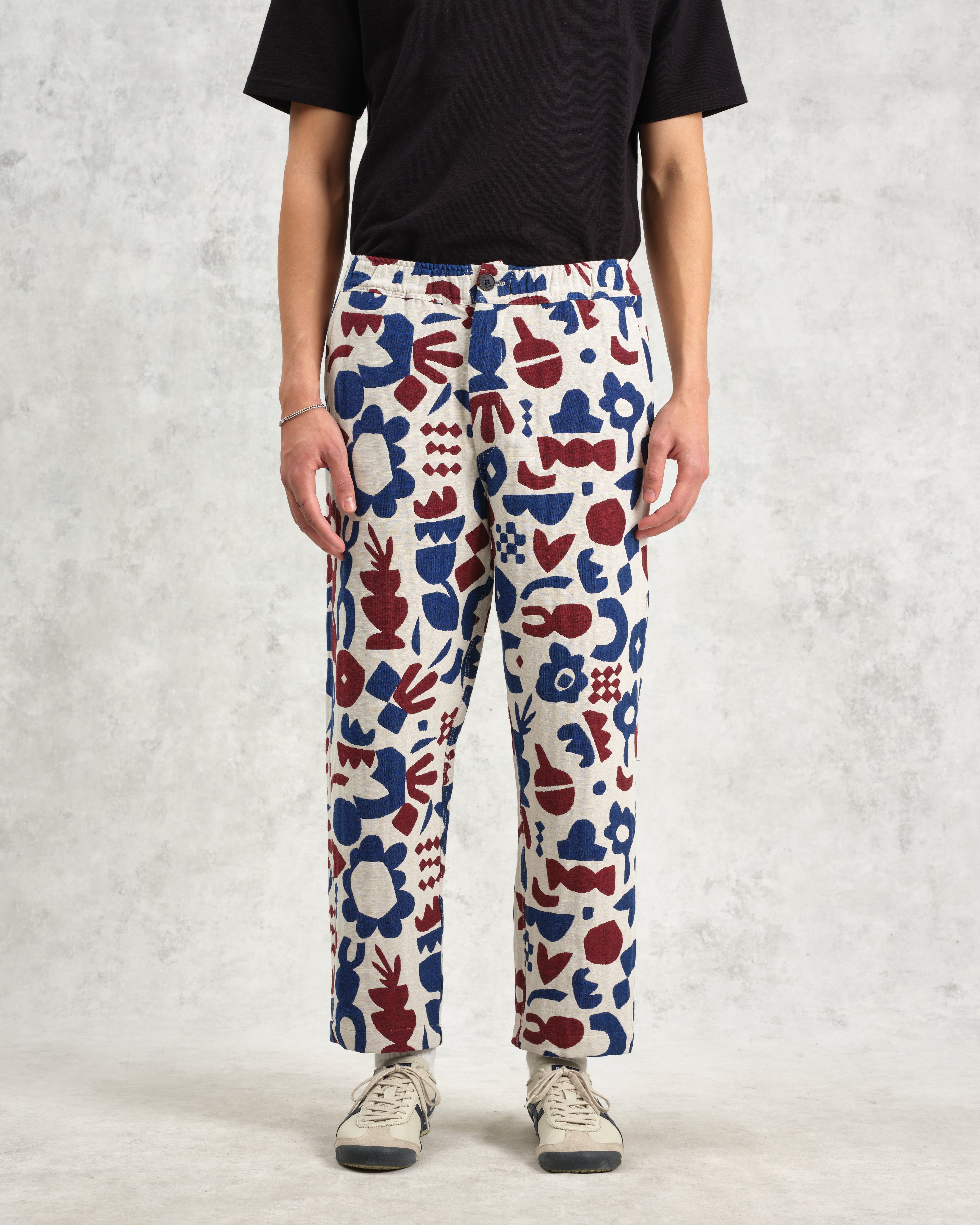 Kurt - Red And Blue Spin Jacquard Trousers