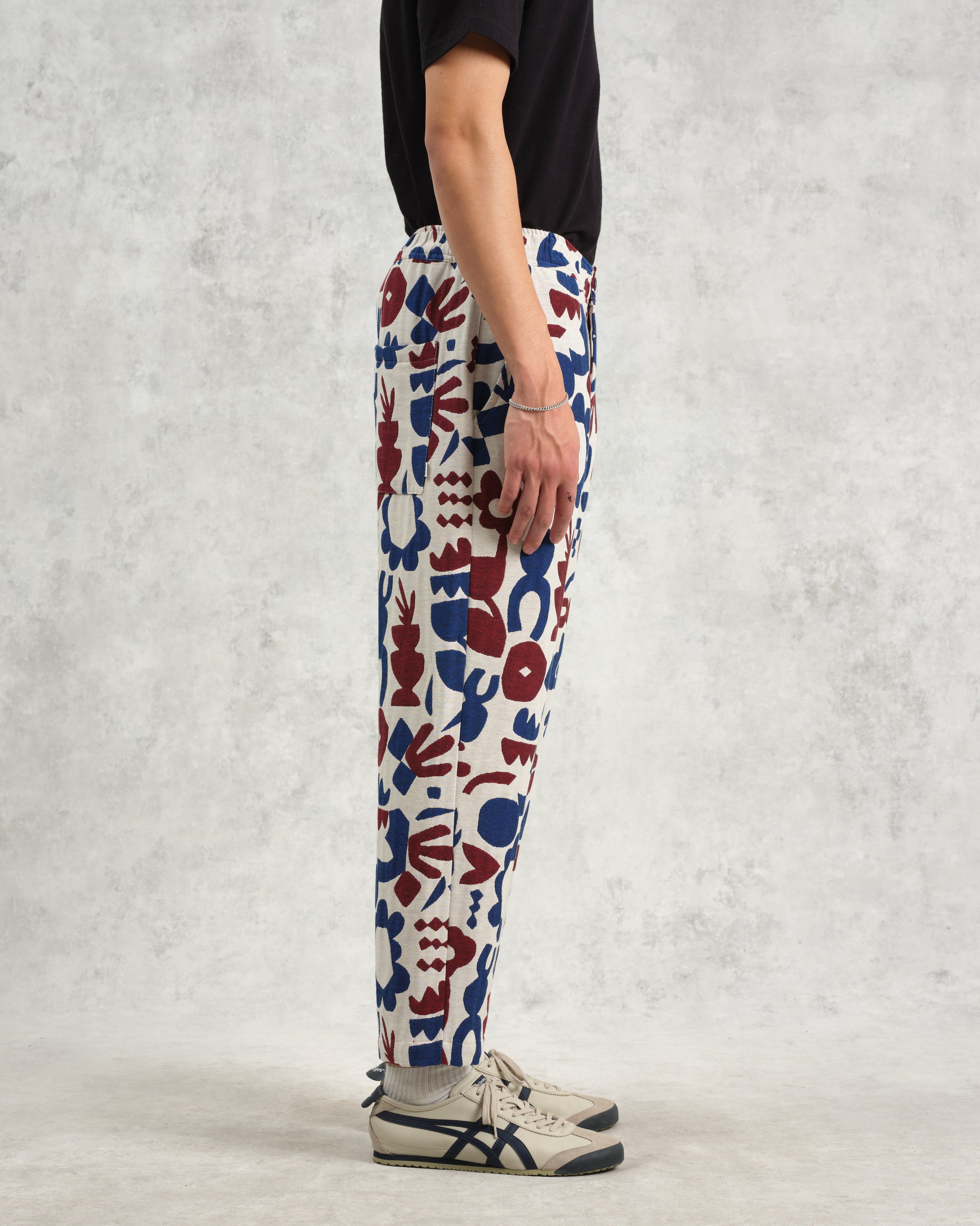 Kurt - Red And Blue Spin Jacquard Trousers