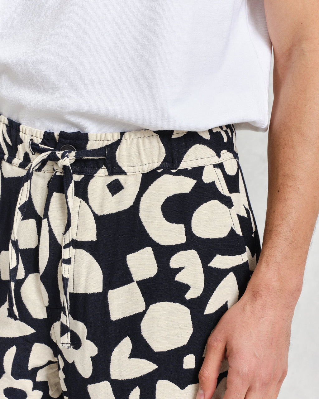 Kurt - Navy And Ecru Spin Jacquard Trousers
