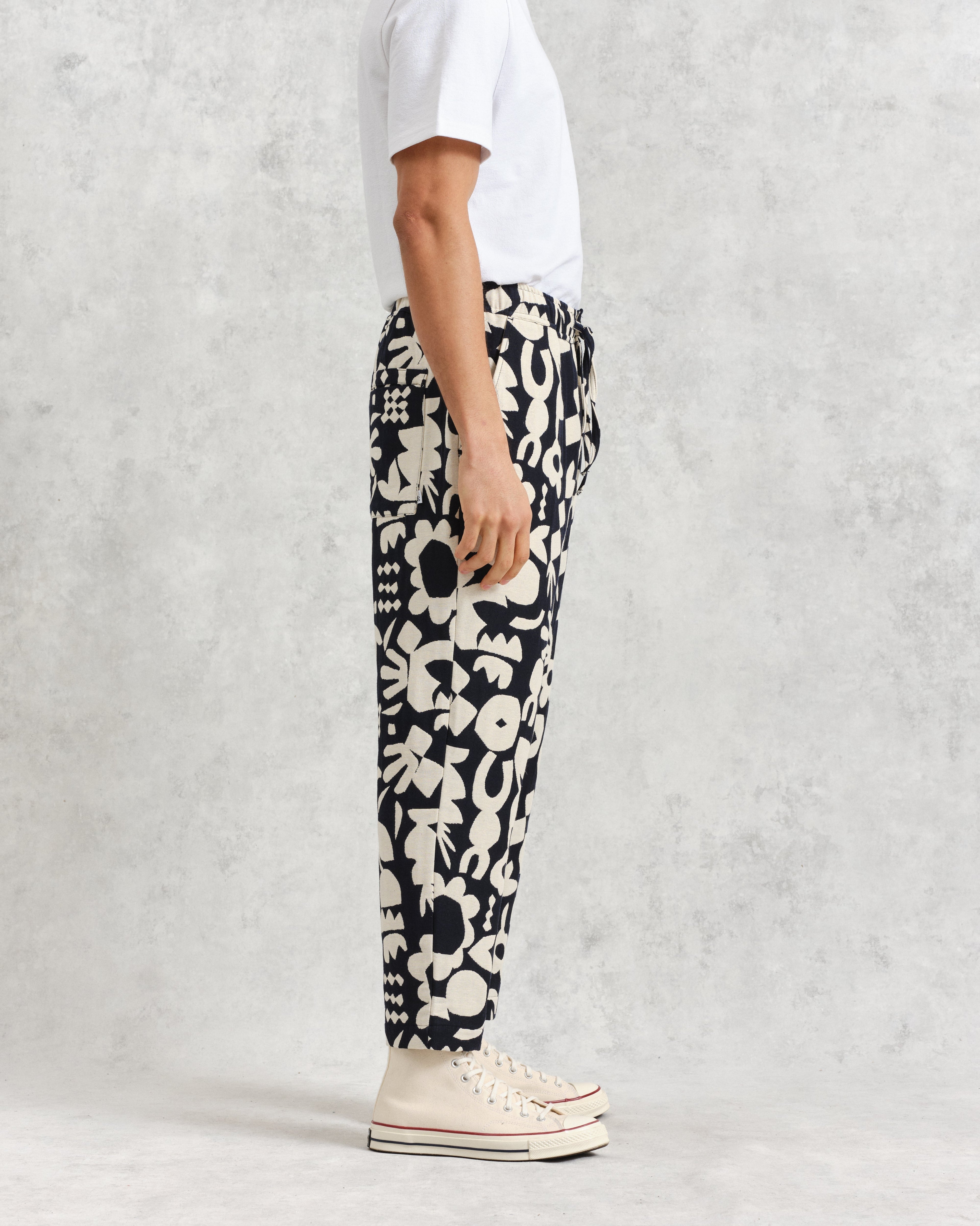 Kurt - Navy And Ecru Spin Jacquard Trousers