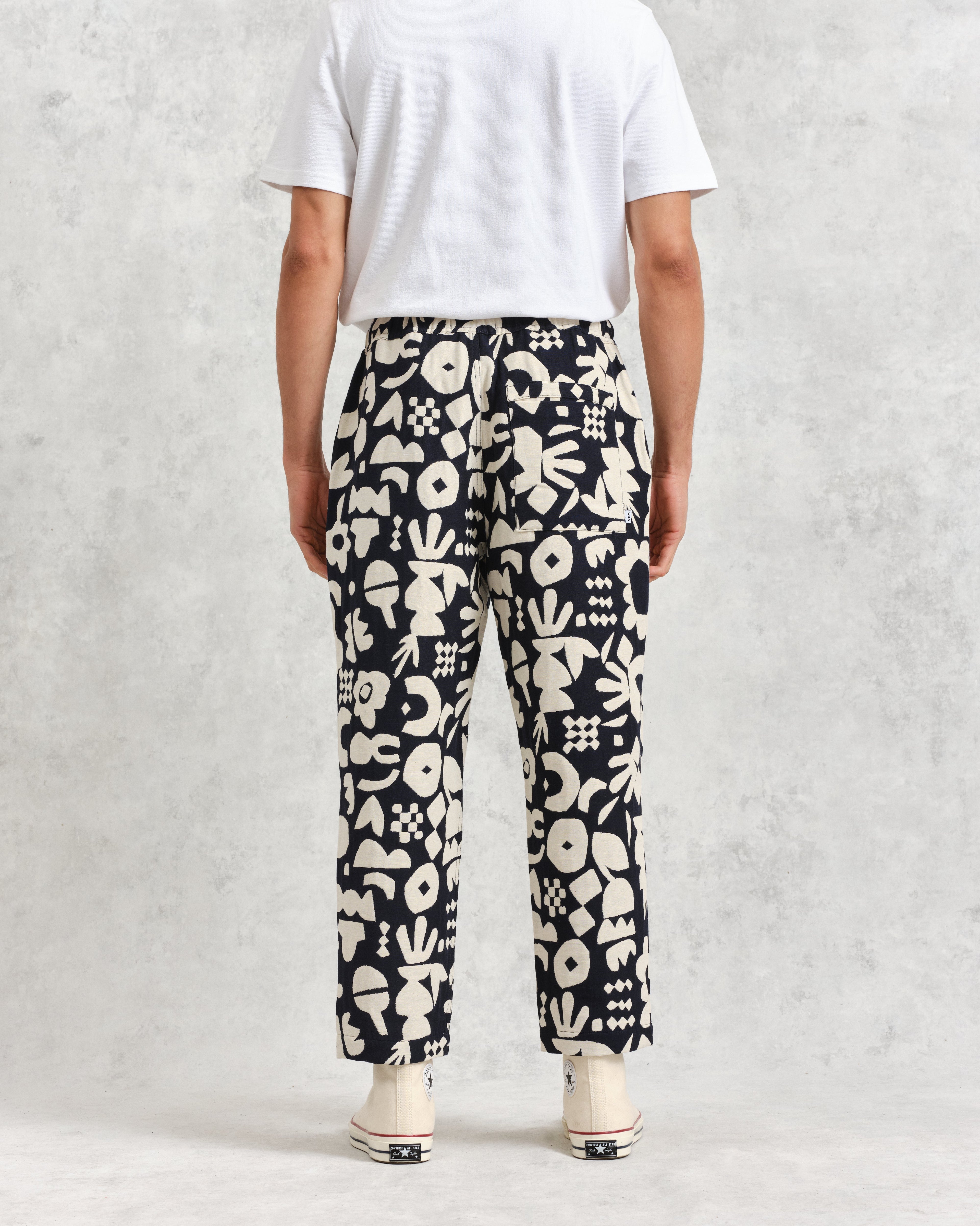 Kurt - Navy And Ecru Spin Jacquard Trousers